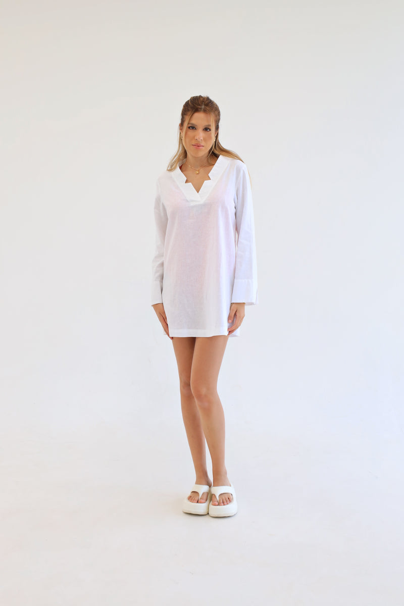 White | Beach Linen Dress