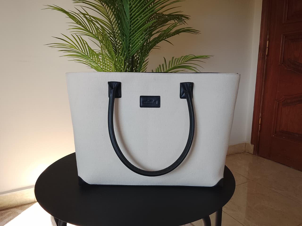 Black x Offwhite | Leather Canvas Bag (Zero Waste 🌿)