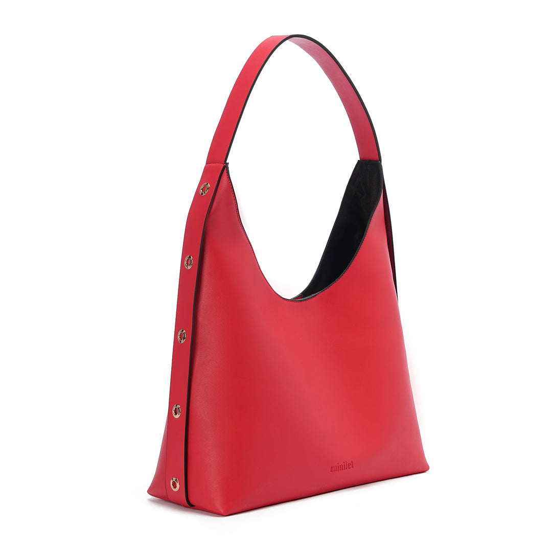 Red | Leather Bag With Eyelets