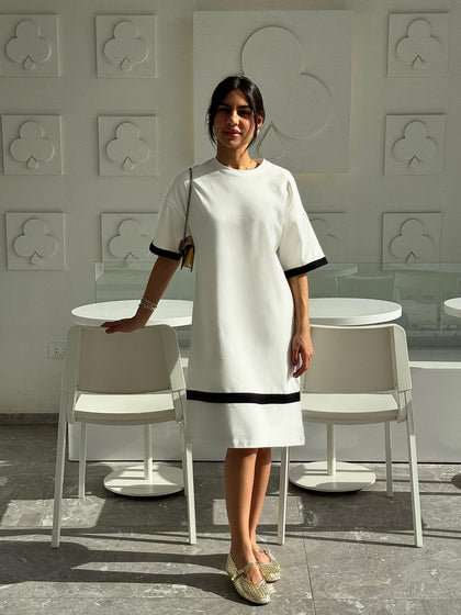 White x Black Stripe Comfy Dress