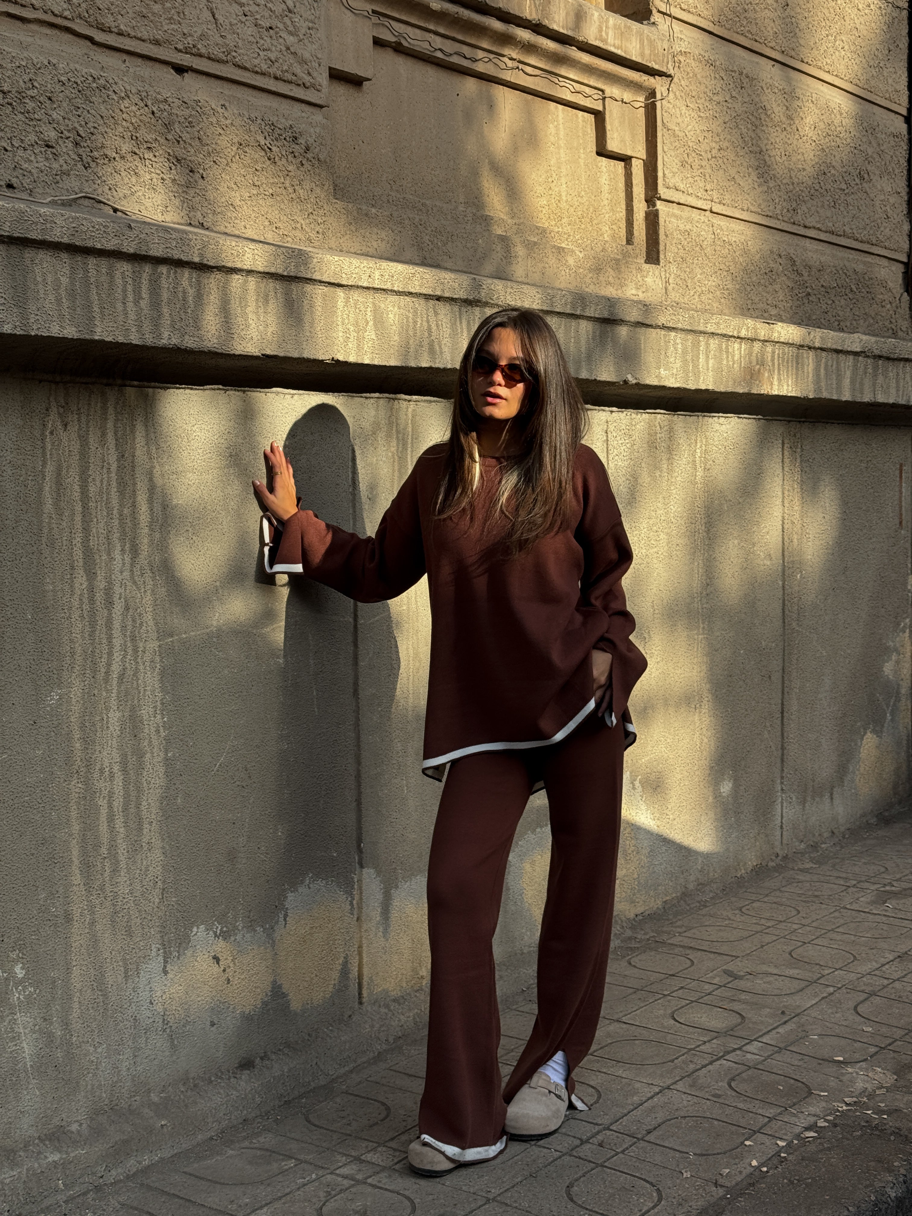 Brown  x White |  knit Set