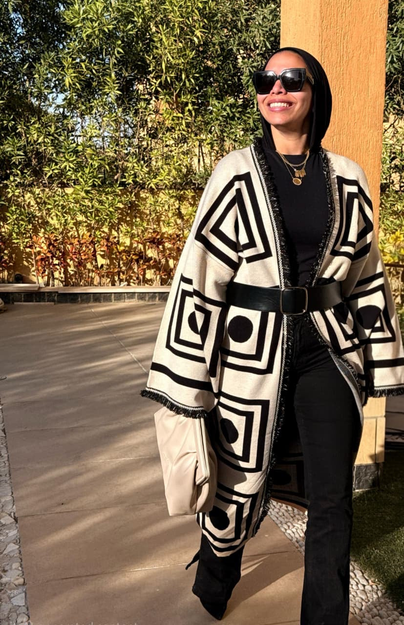 Beige x Black Knit Cardigan