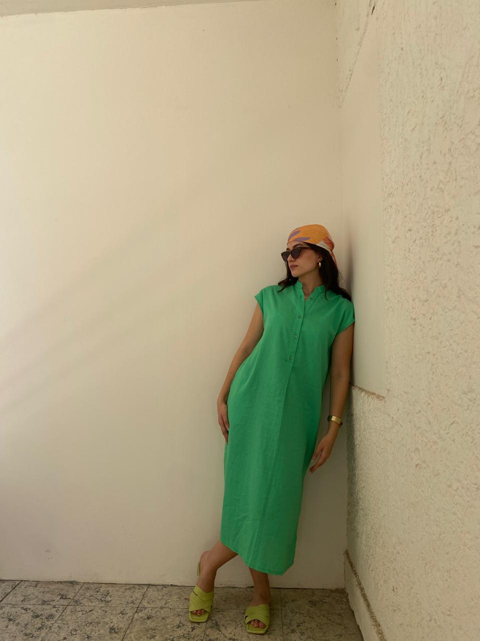 Green | City Linen Dress