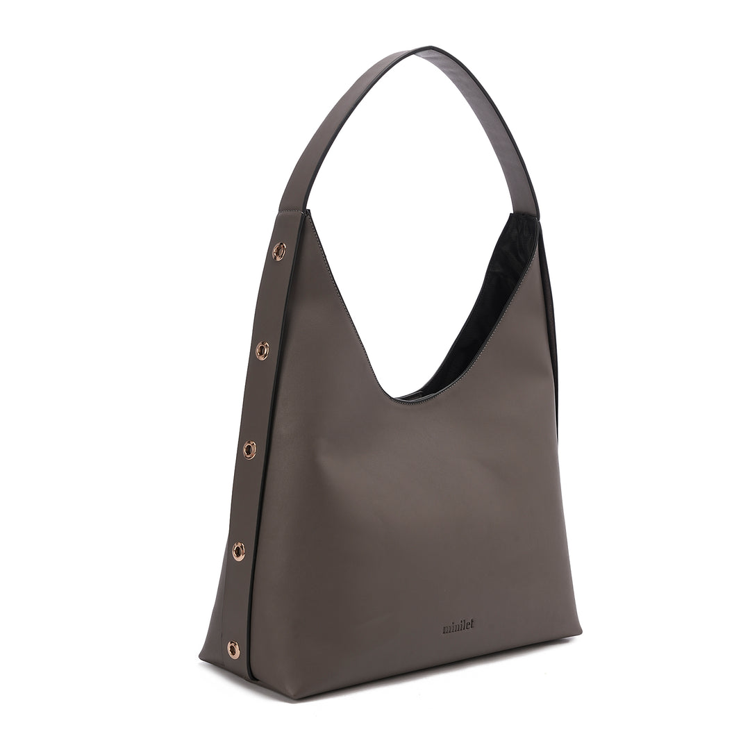 Dark Grey| Leather Bag With Eyelets