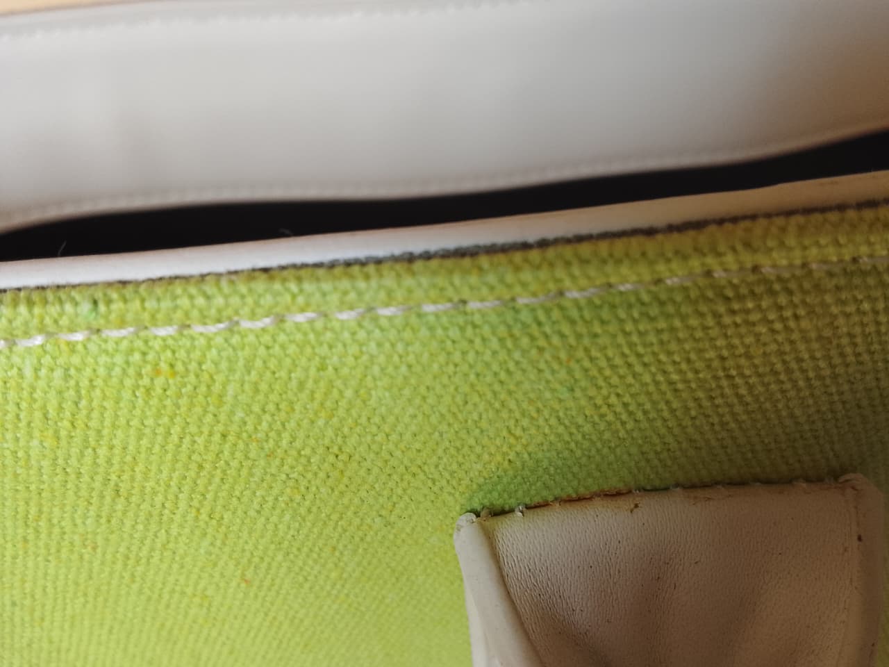 White x Lime | Leather Canvas Bag  (Zero Waste 🌿)