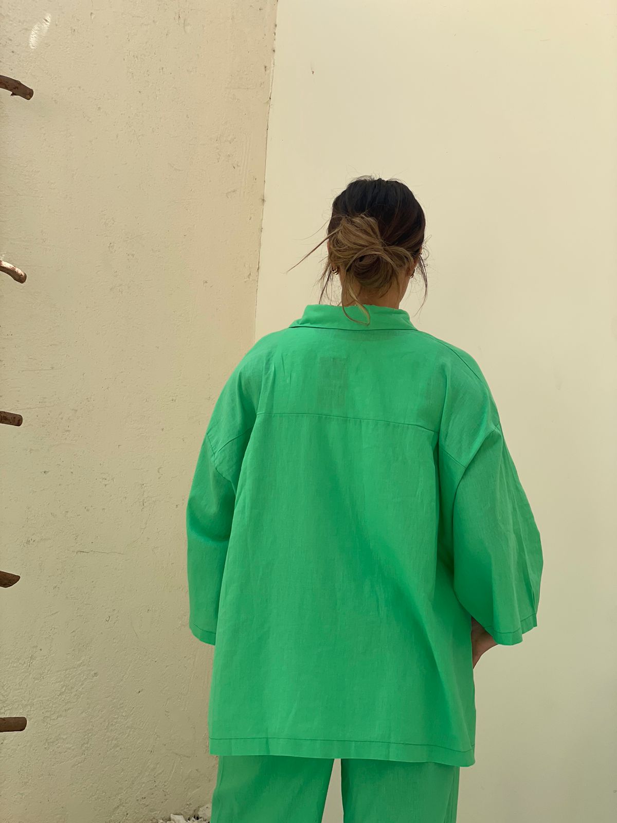 Green | Free Size Linen Shirt