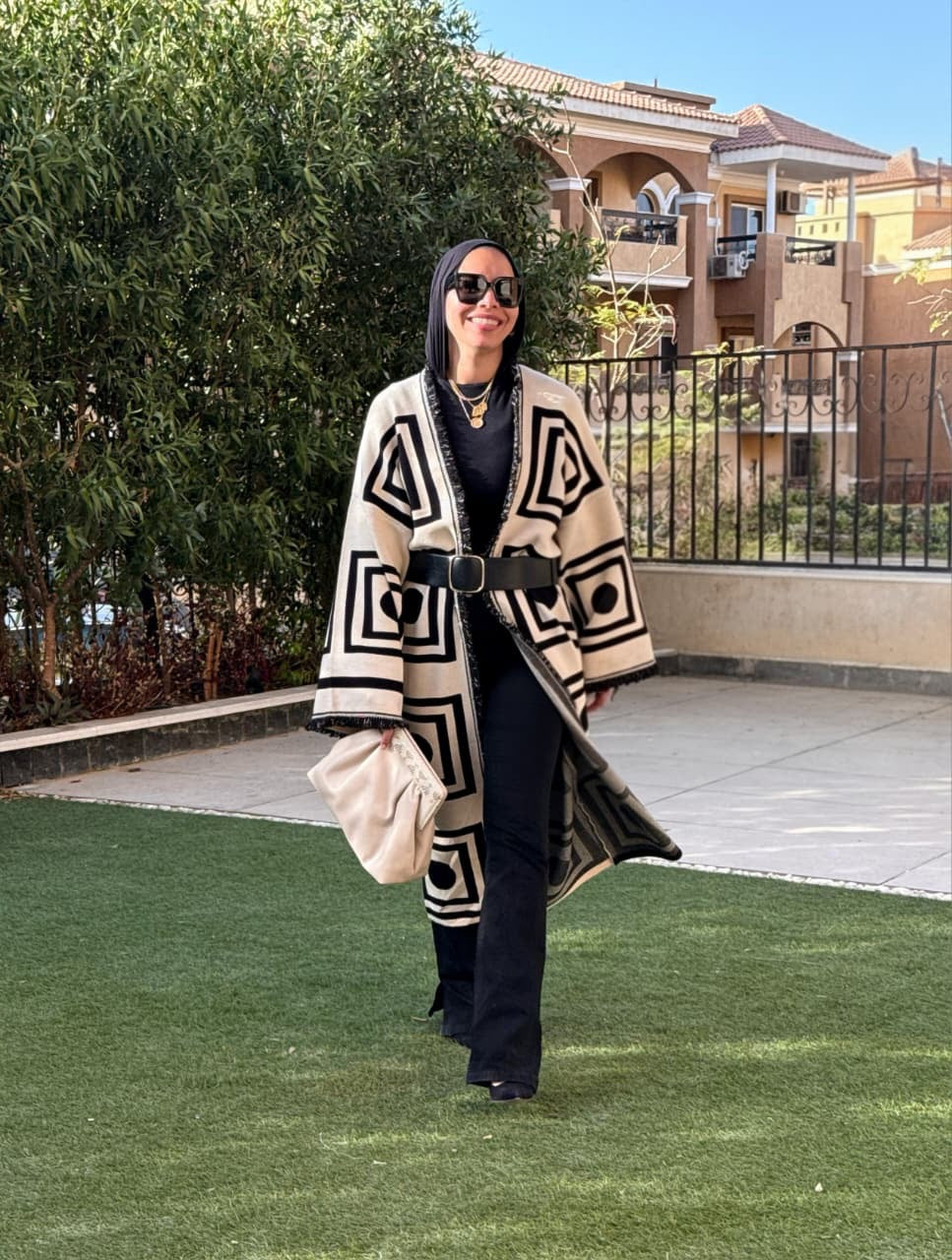 Beige x Black Knit Cardigan