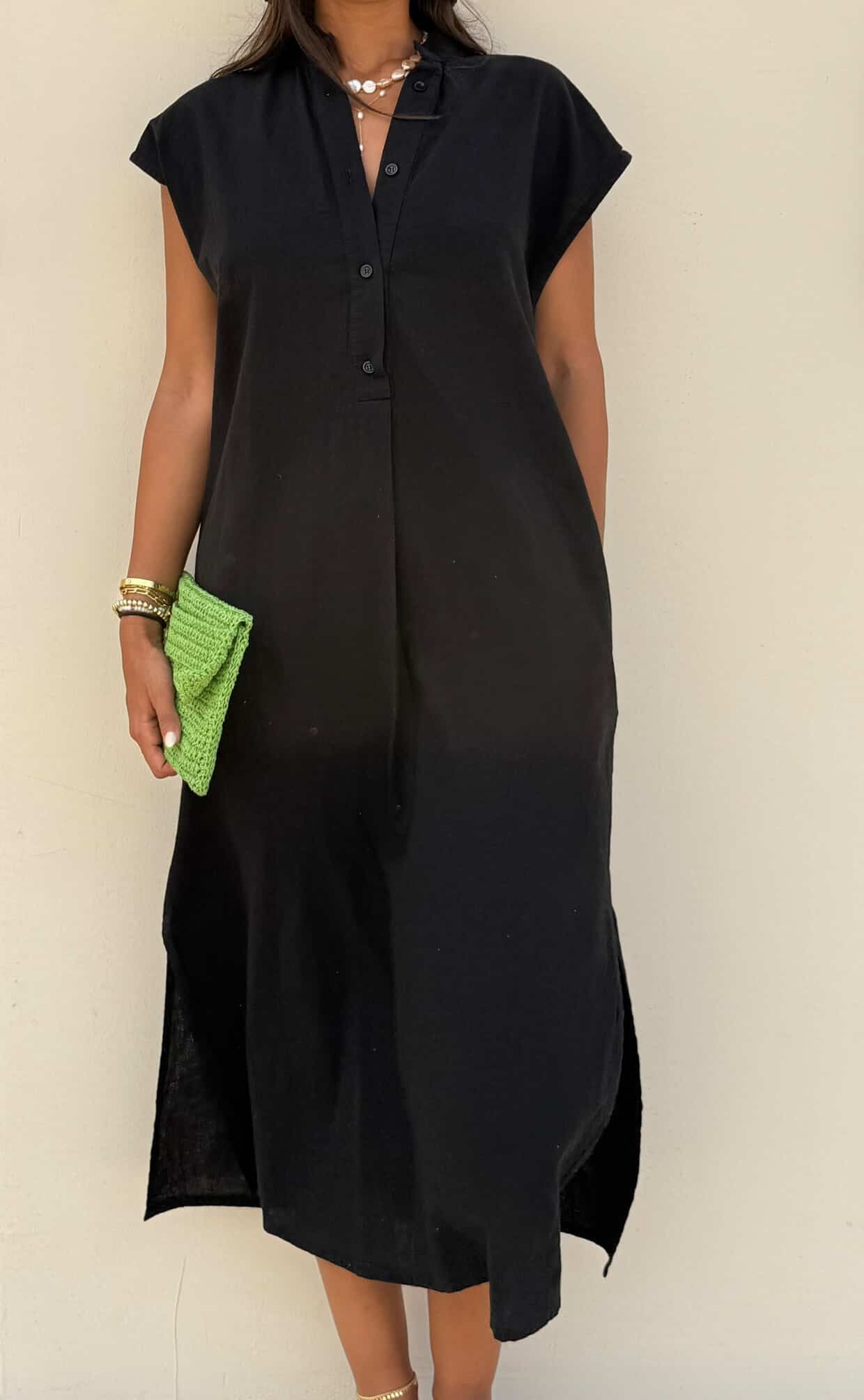 Black | City Linen Dress