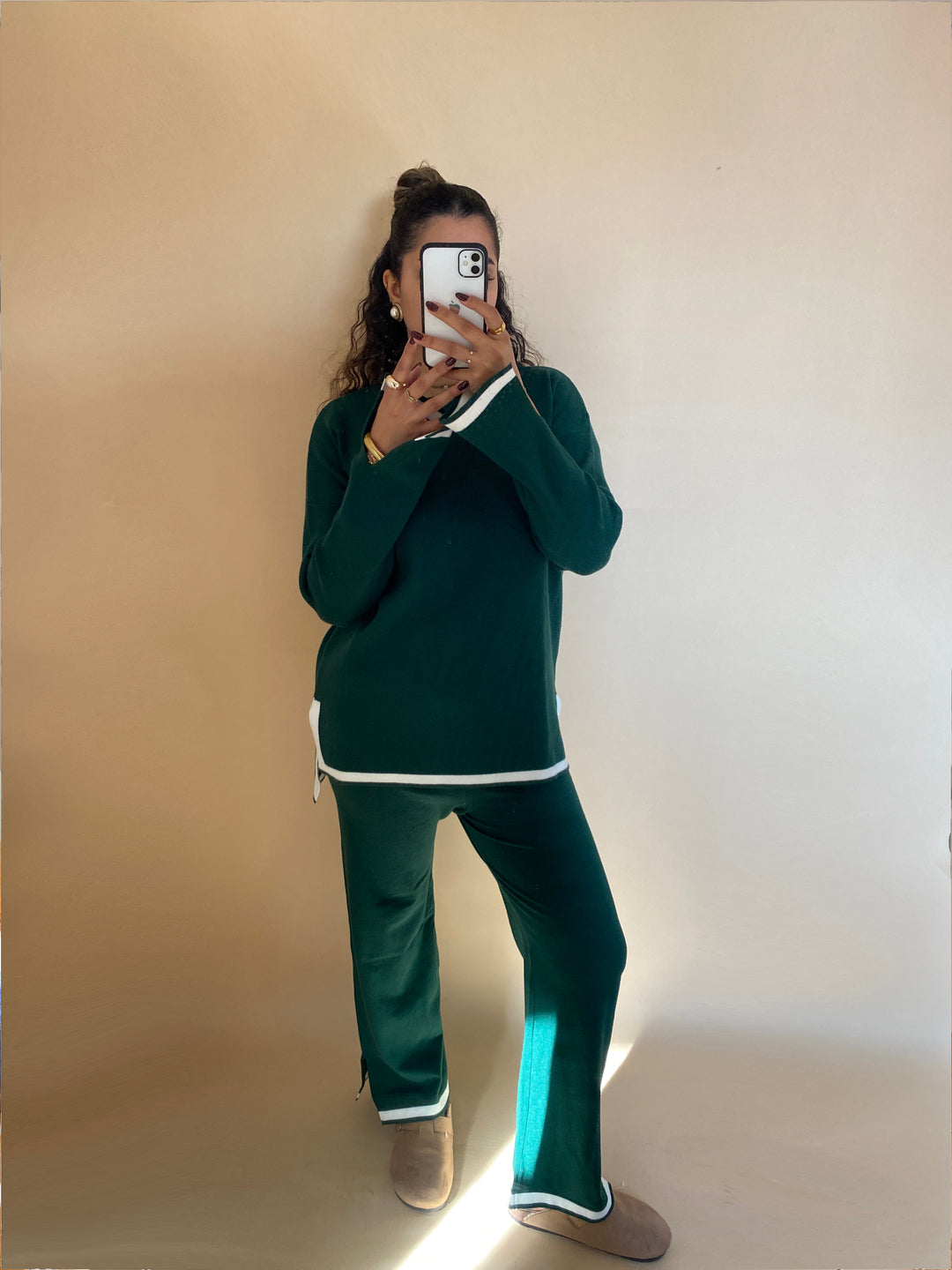 Dark Green x White |  knit Set