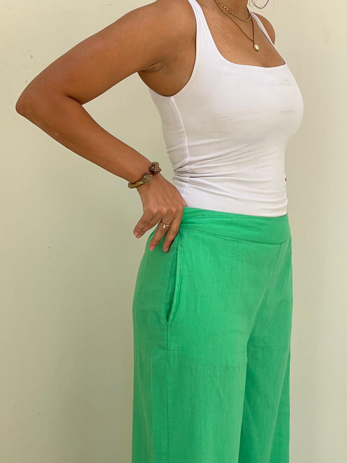 Green | Linen Pants