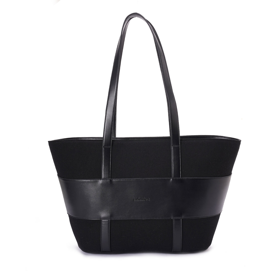 Black x Black | Leather x Canvas Tote