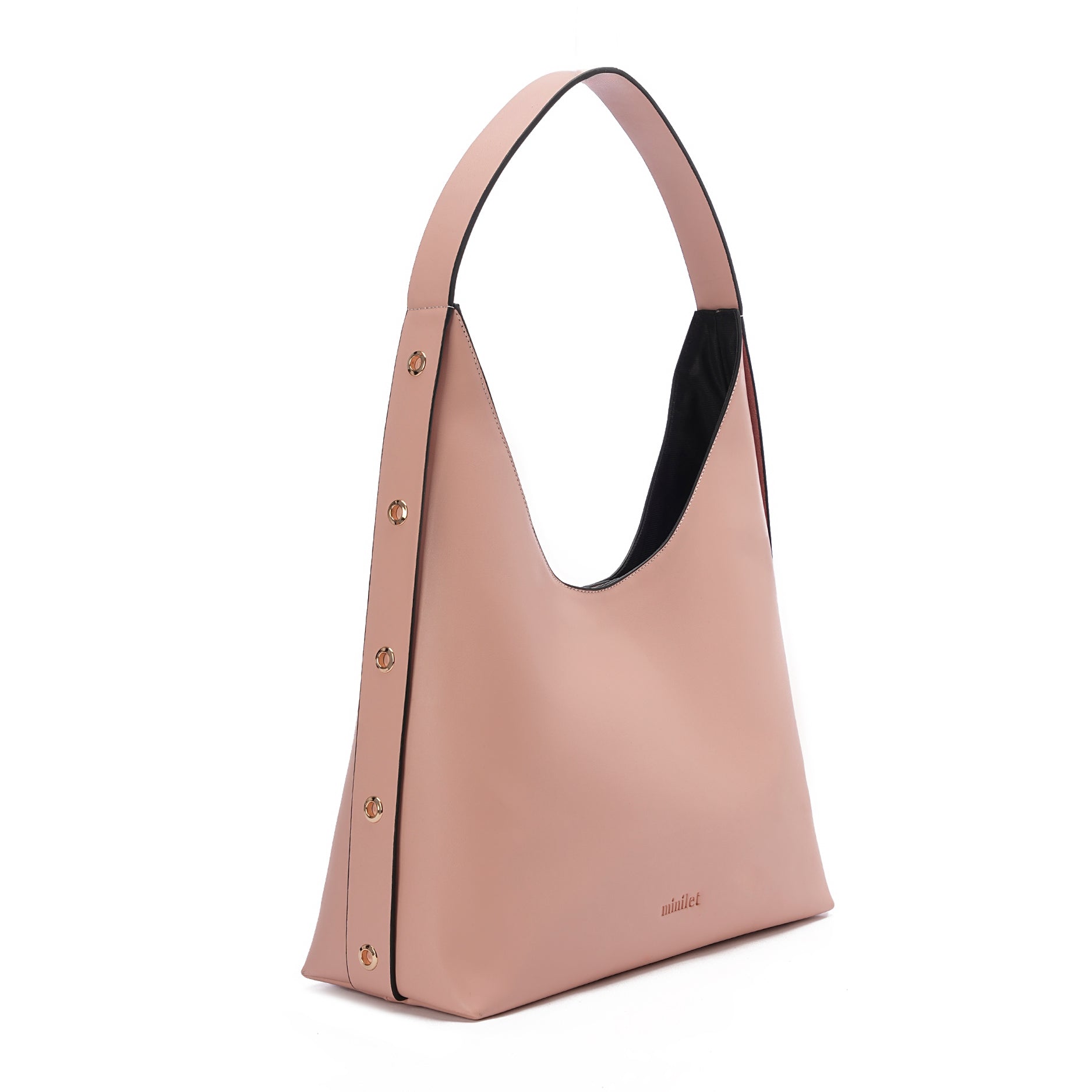 Dust Pink| Leather Bag With Eyelets