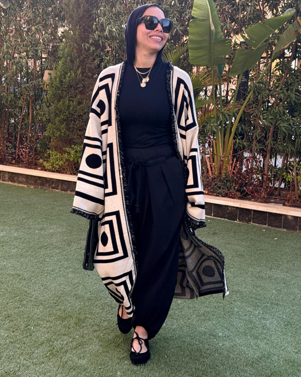 Beige x Black Knit Cardigan