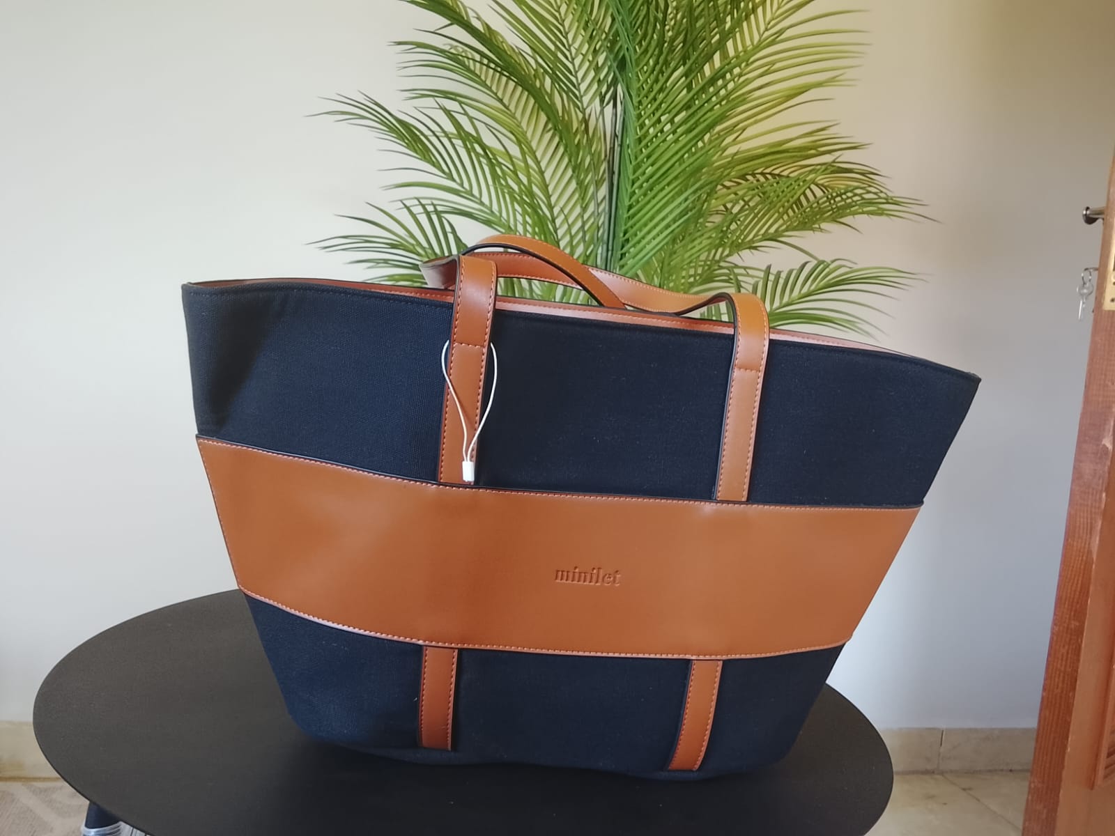 Black x Camel | leather x Canvas Tote (Zero Waste 🌿)
