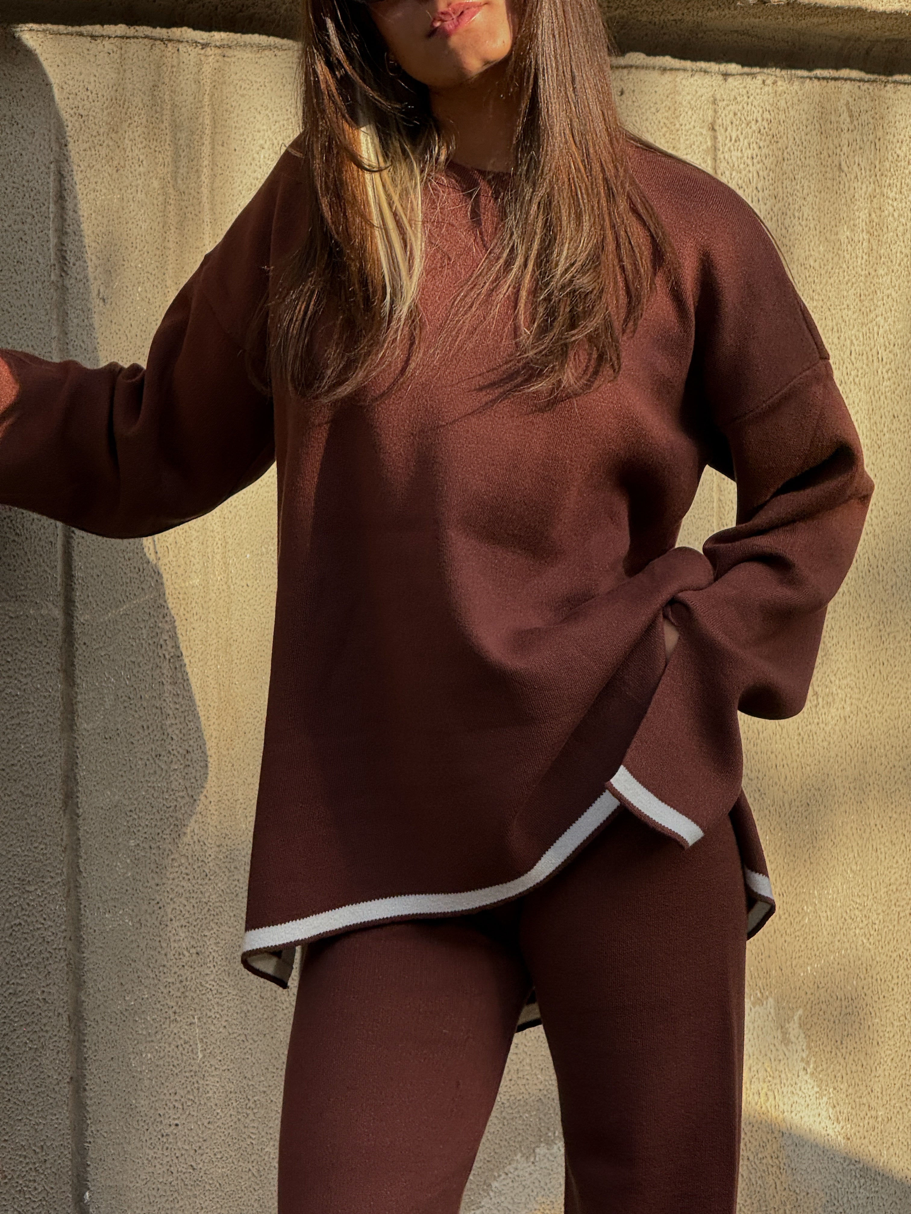 Brown  x White |  knit Set