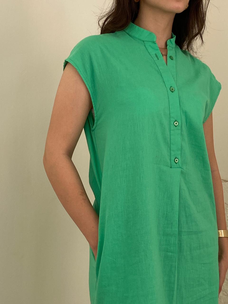 Green | City Linen Dress