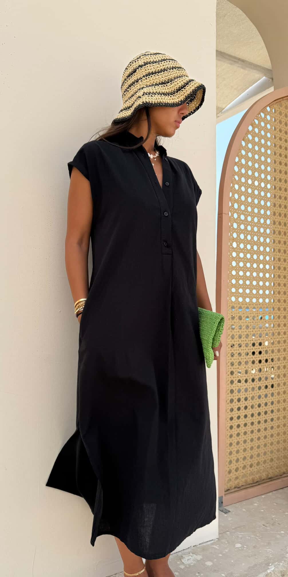 Black | City Linen Dress