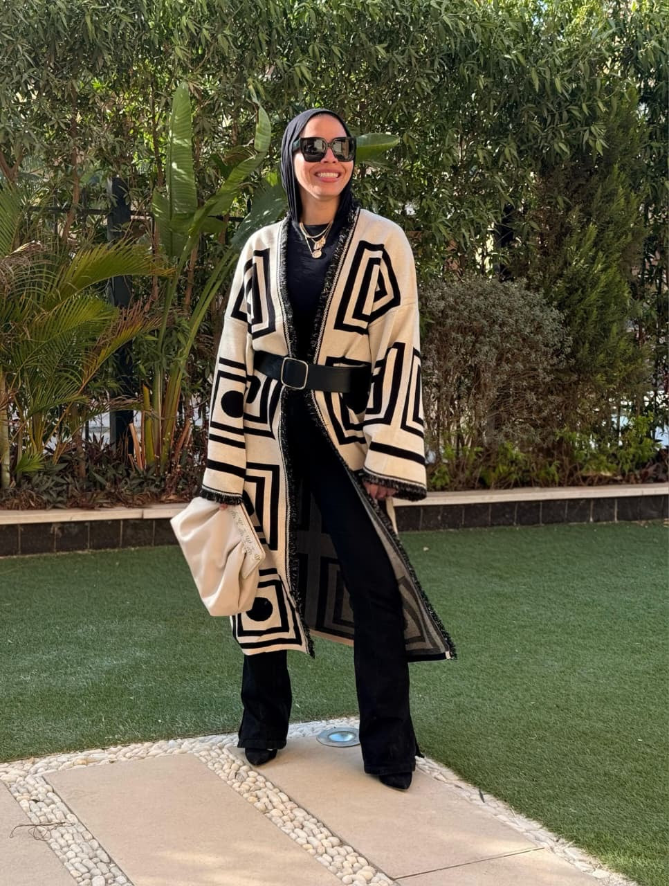 Beige x Black Knit Cardigan