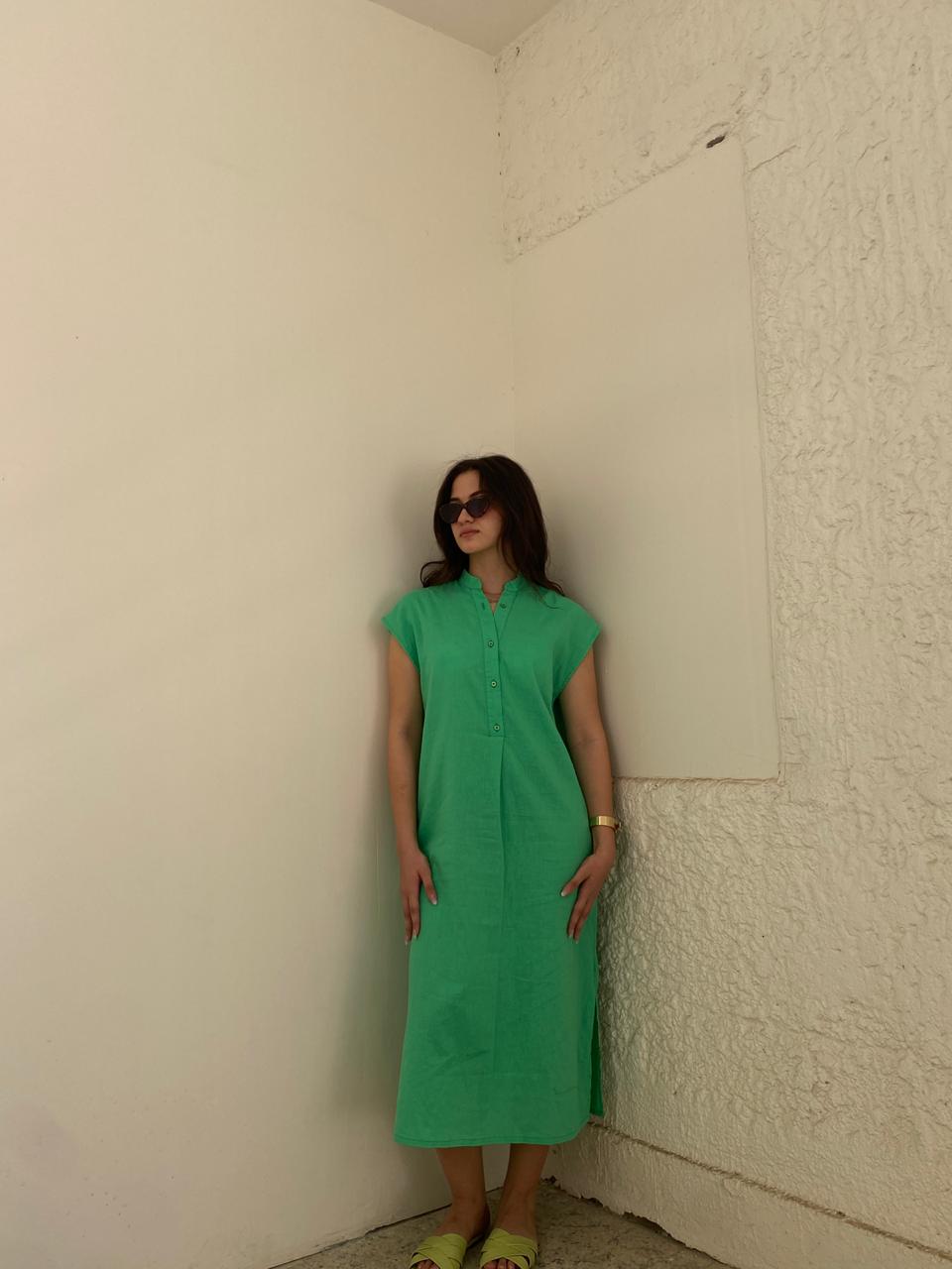 Green | City Linen Dress