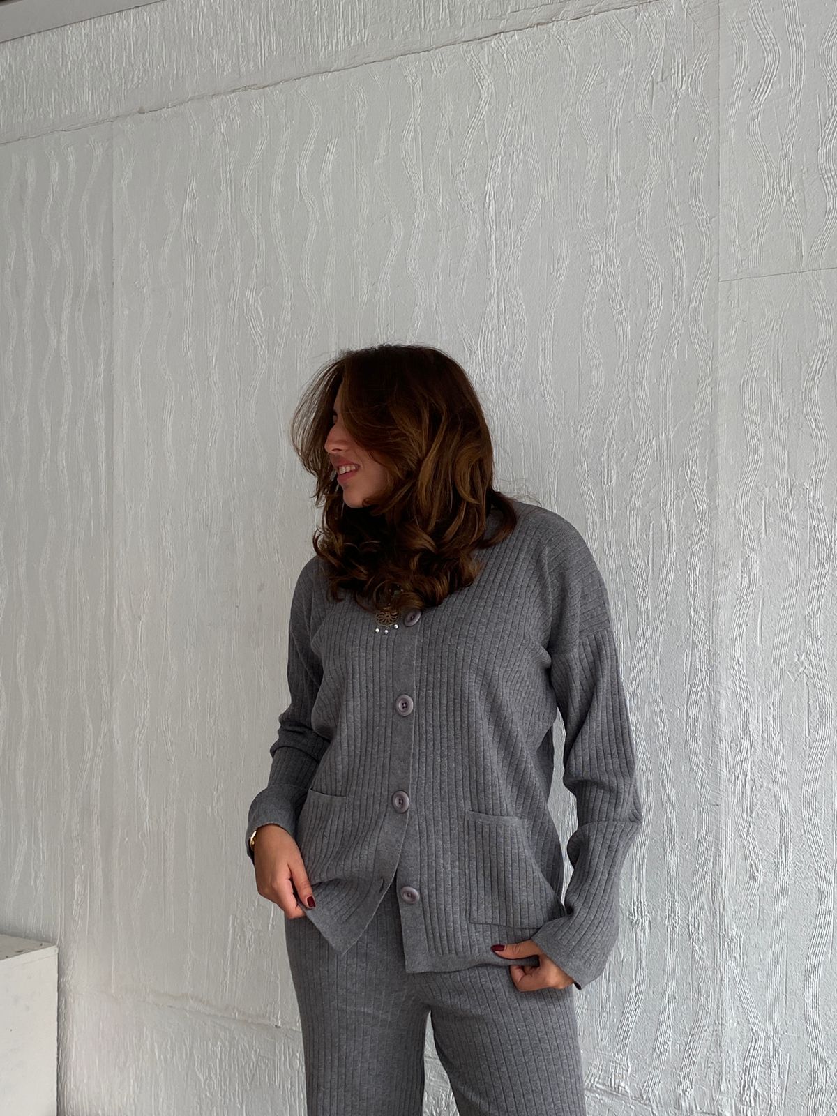 Dark Grey | Cardigan & Pants knit Set