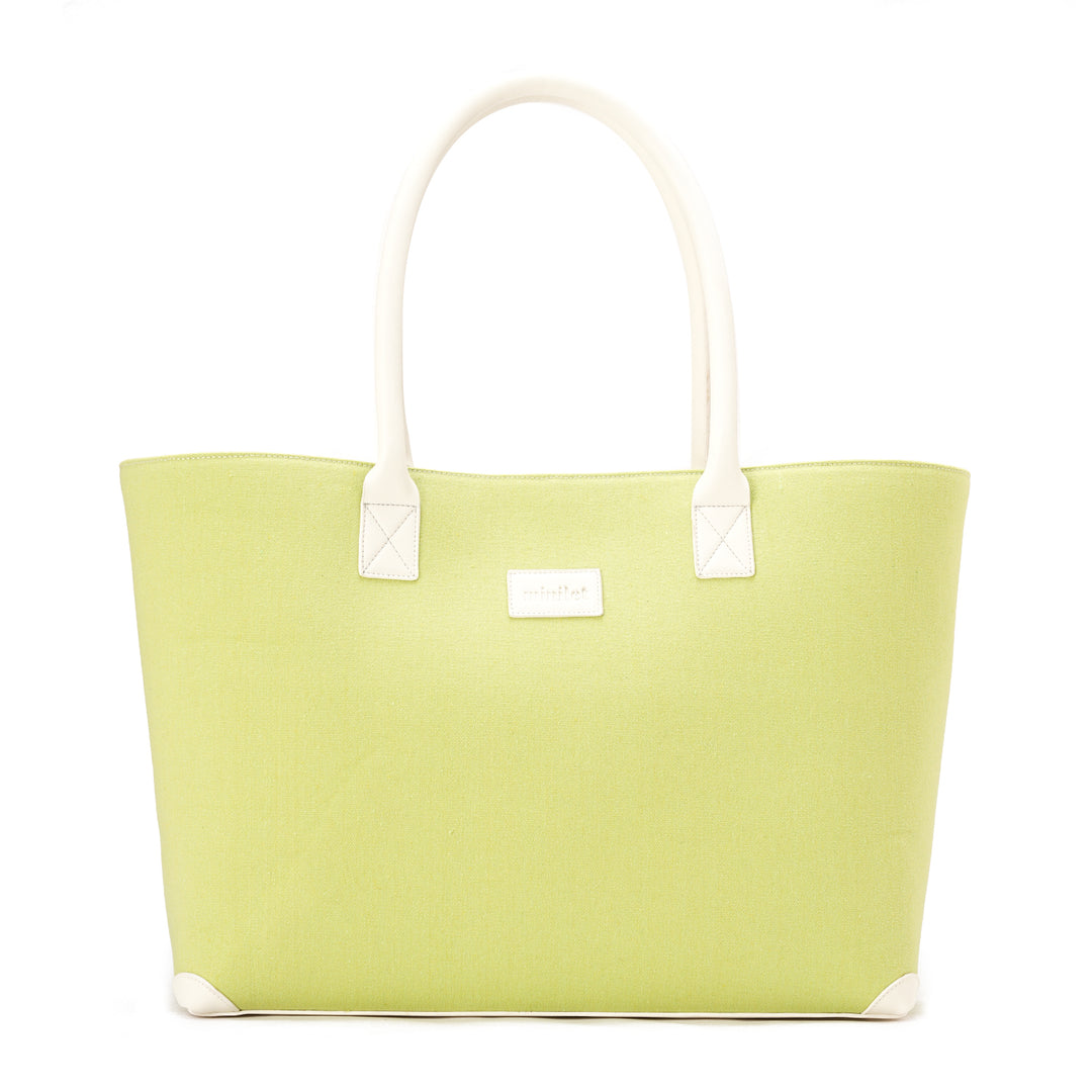 White x Lime | Leather Canvas Bag