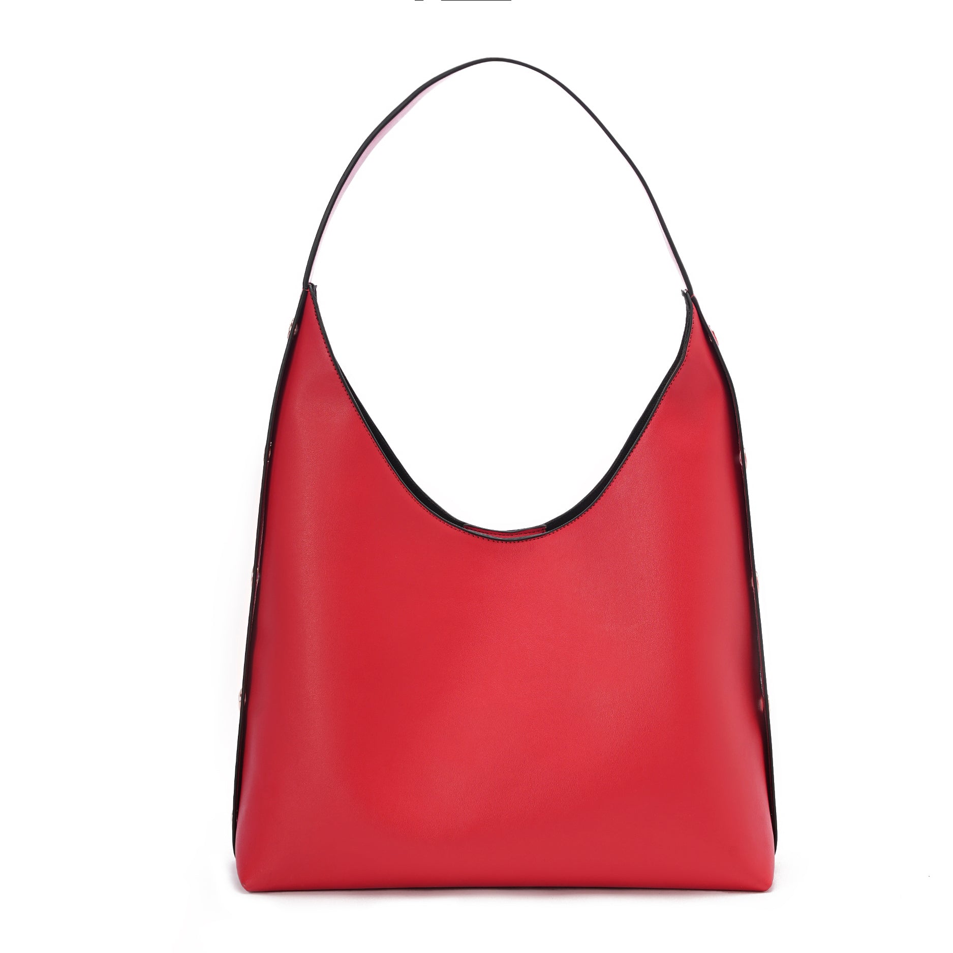 Red | Leather Bag With Eyelets