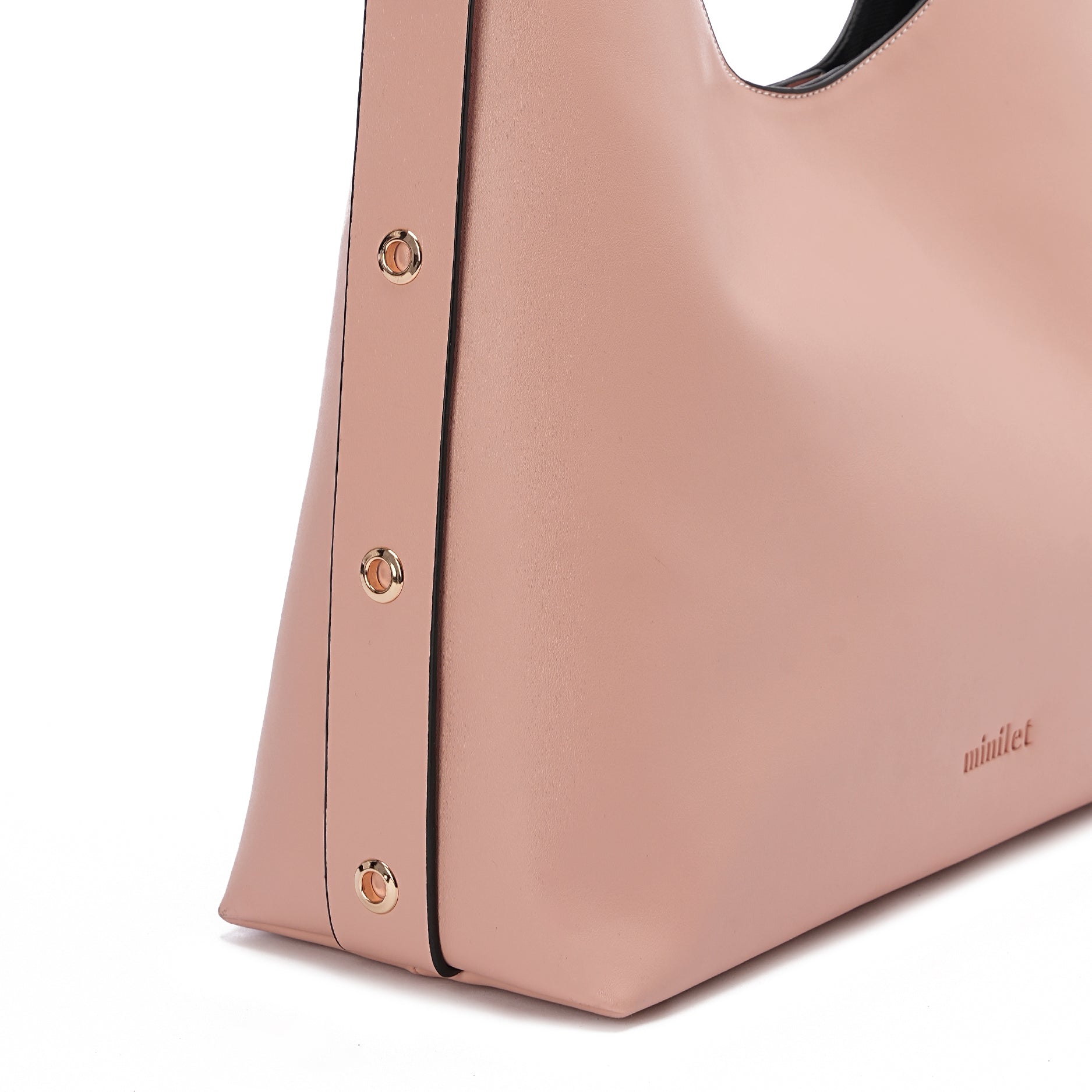 Dust Pink| Leather Bag With Eyelets