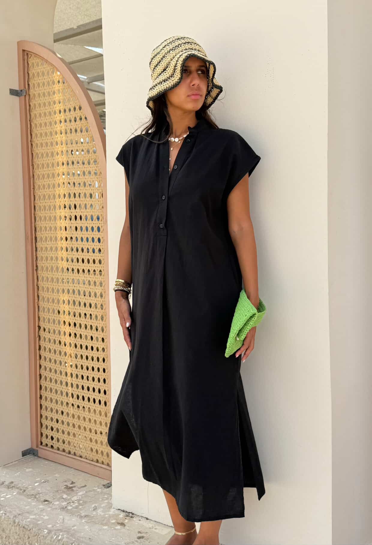 Black | City Linen Dress
