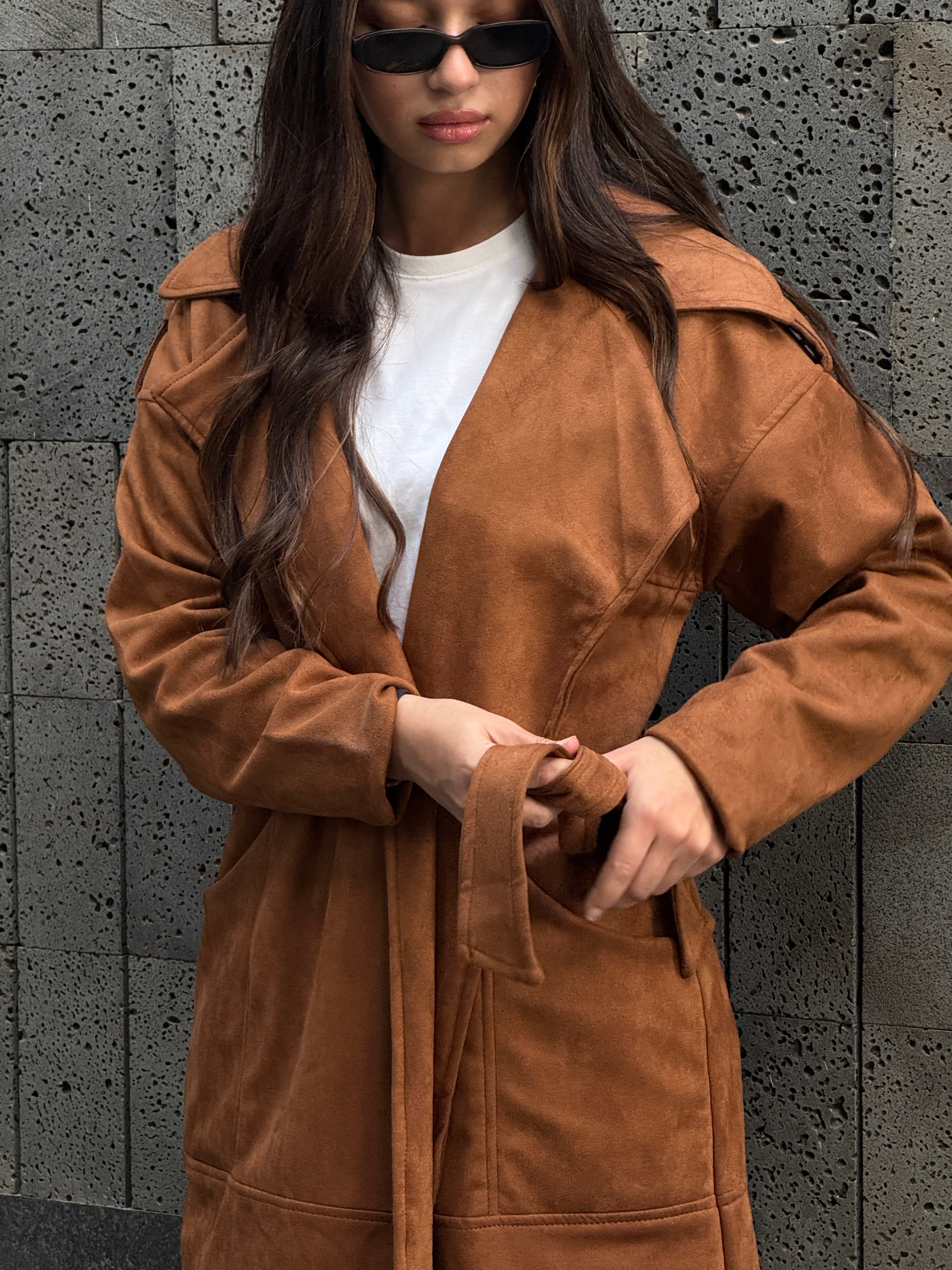 Suede Trench Coat