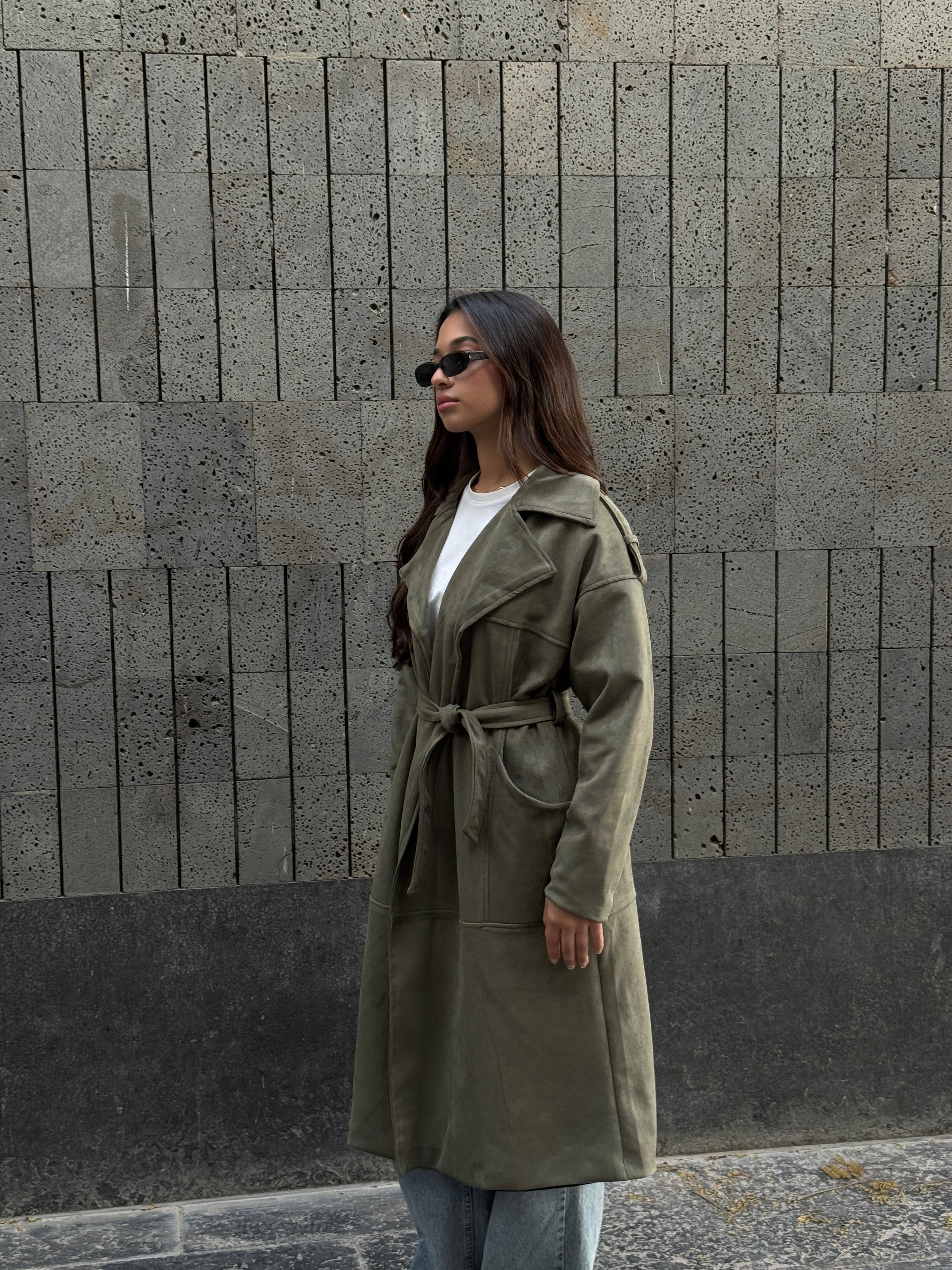 Suede Trench Coat