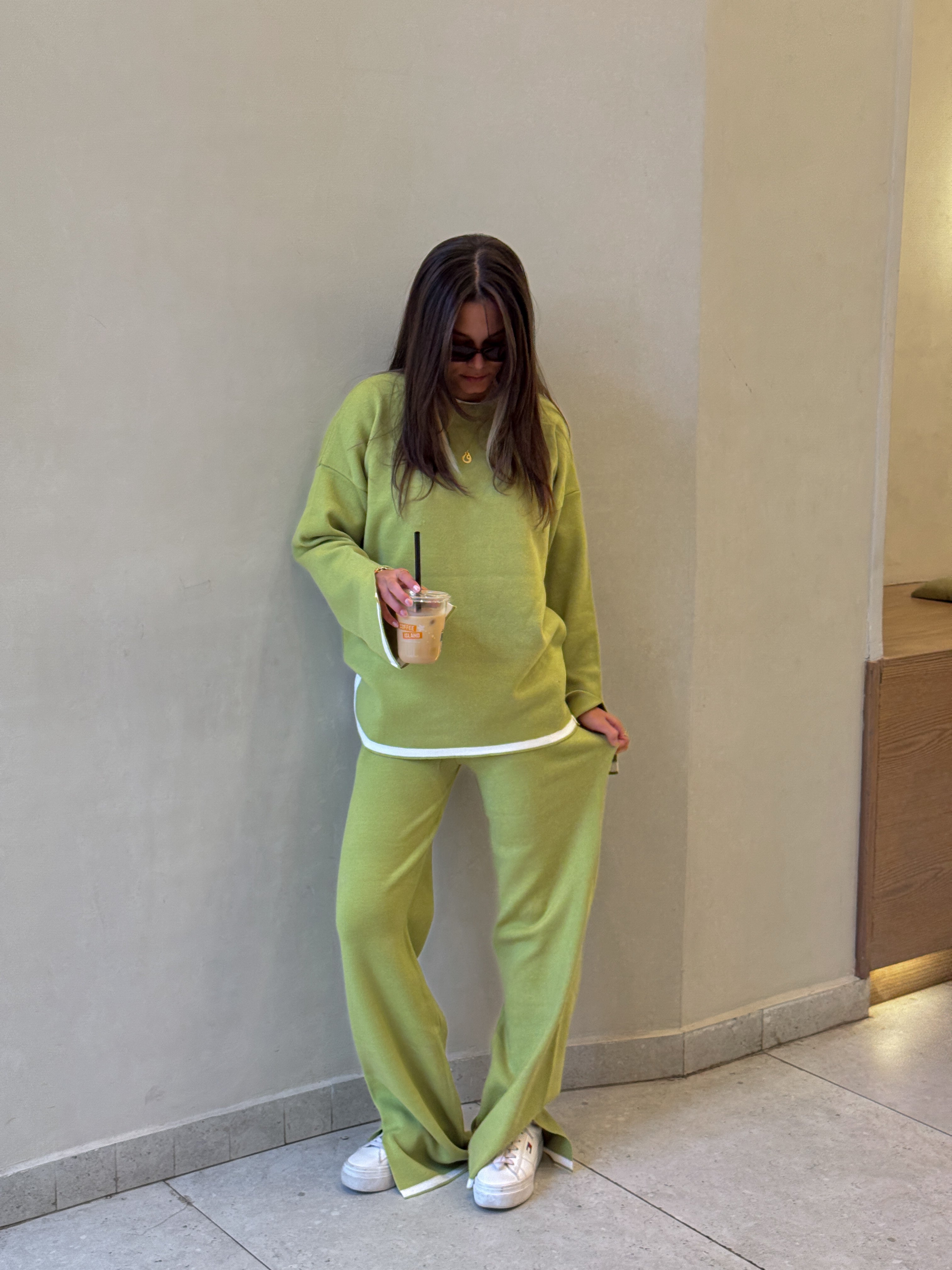 Lime  x White |  knit Set