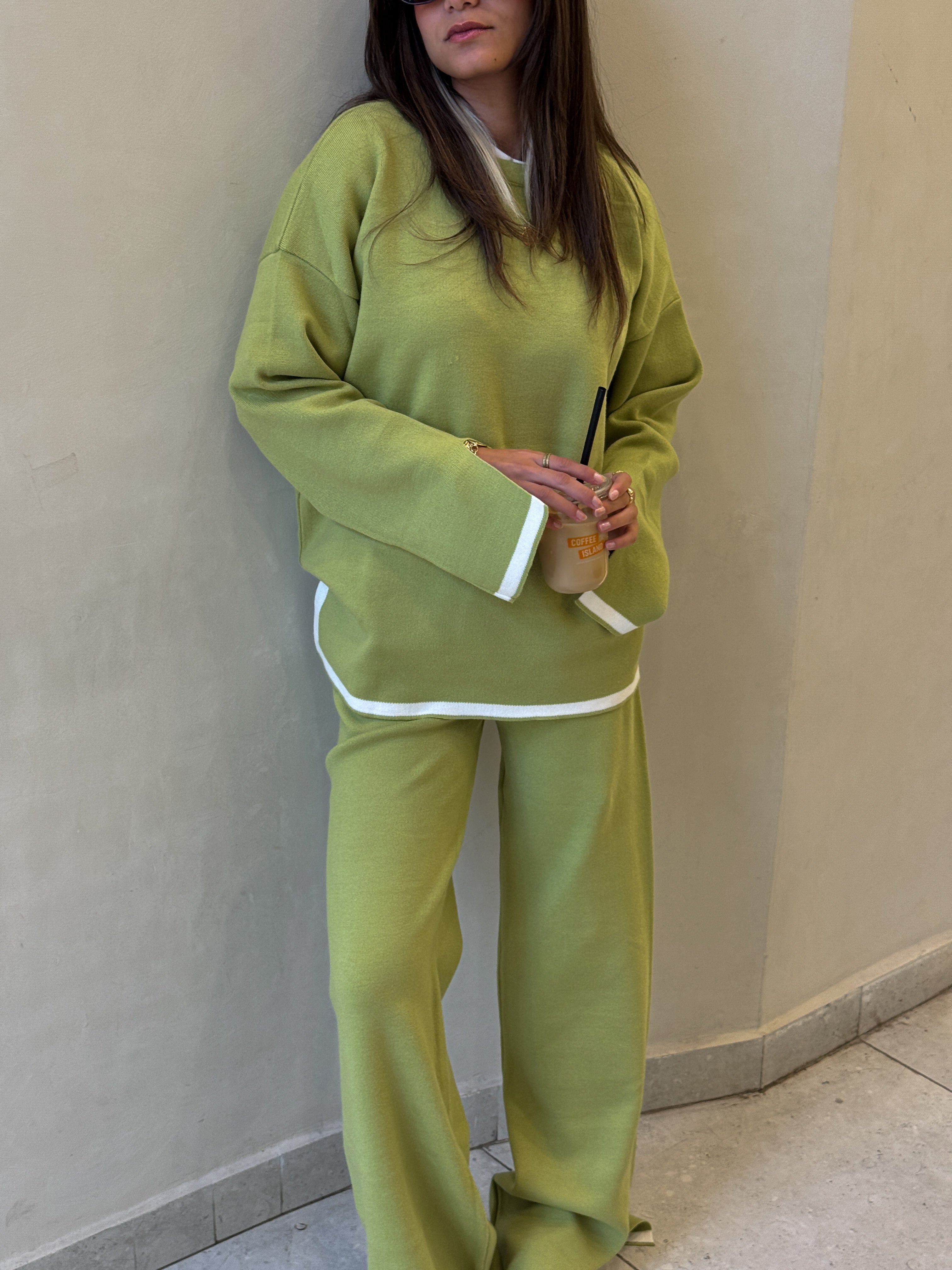 Lime  x White |  knit Set