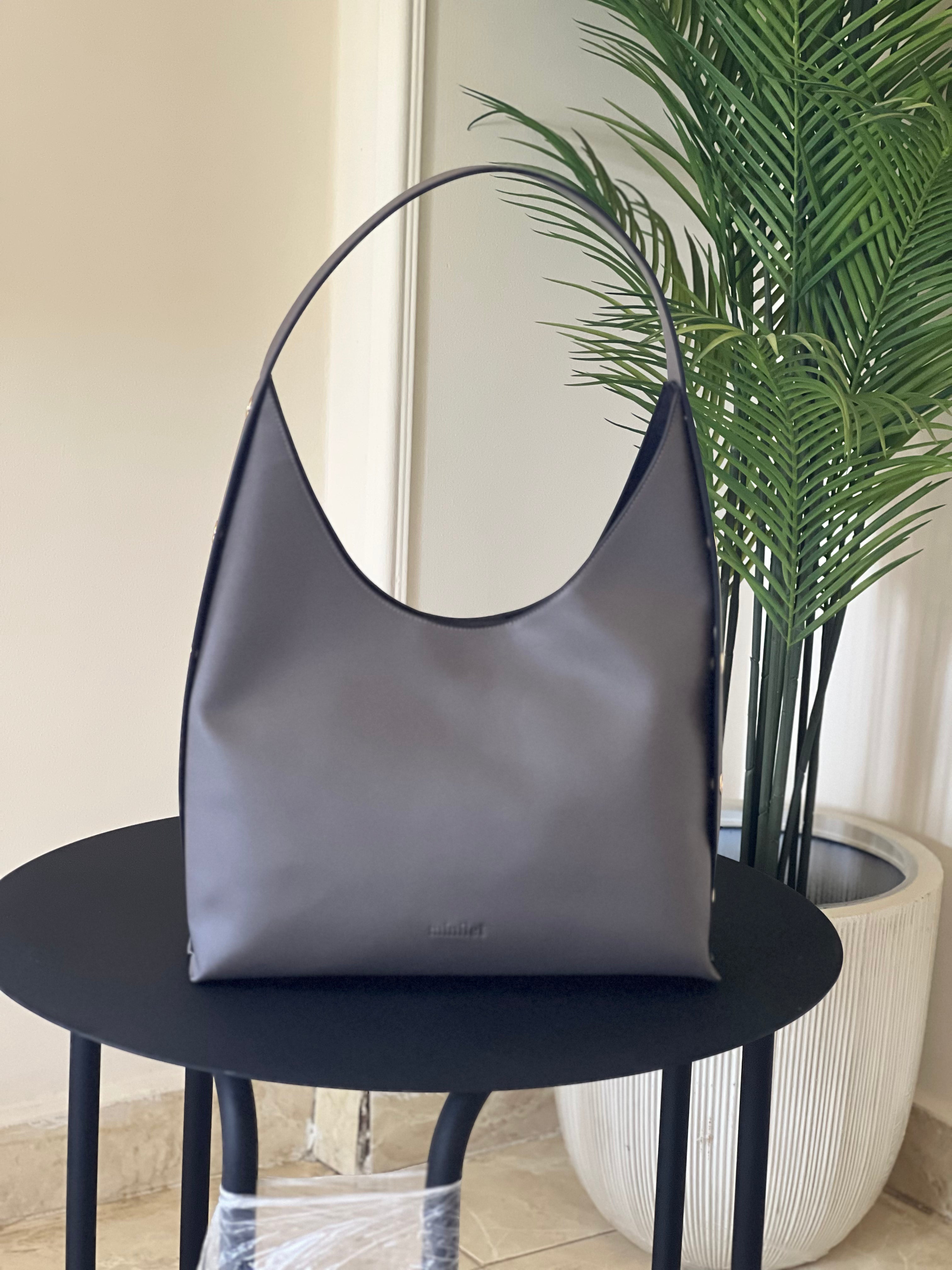 Grey | Leather Bag with Eyelets (Zero Waste 🌿)