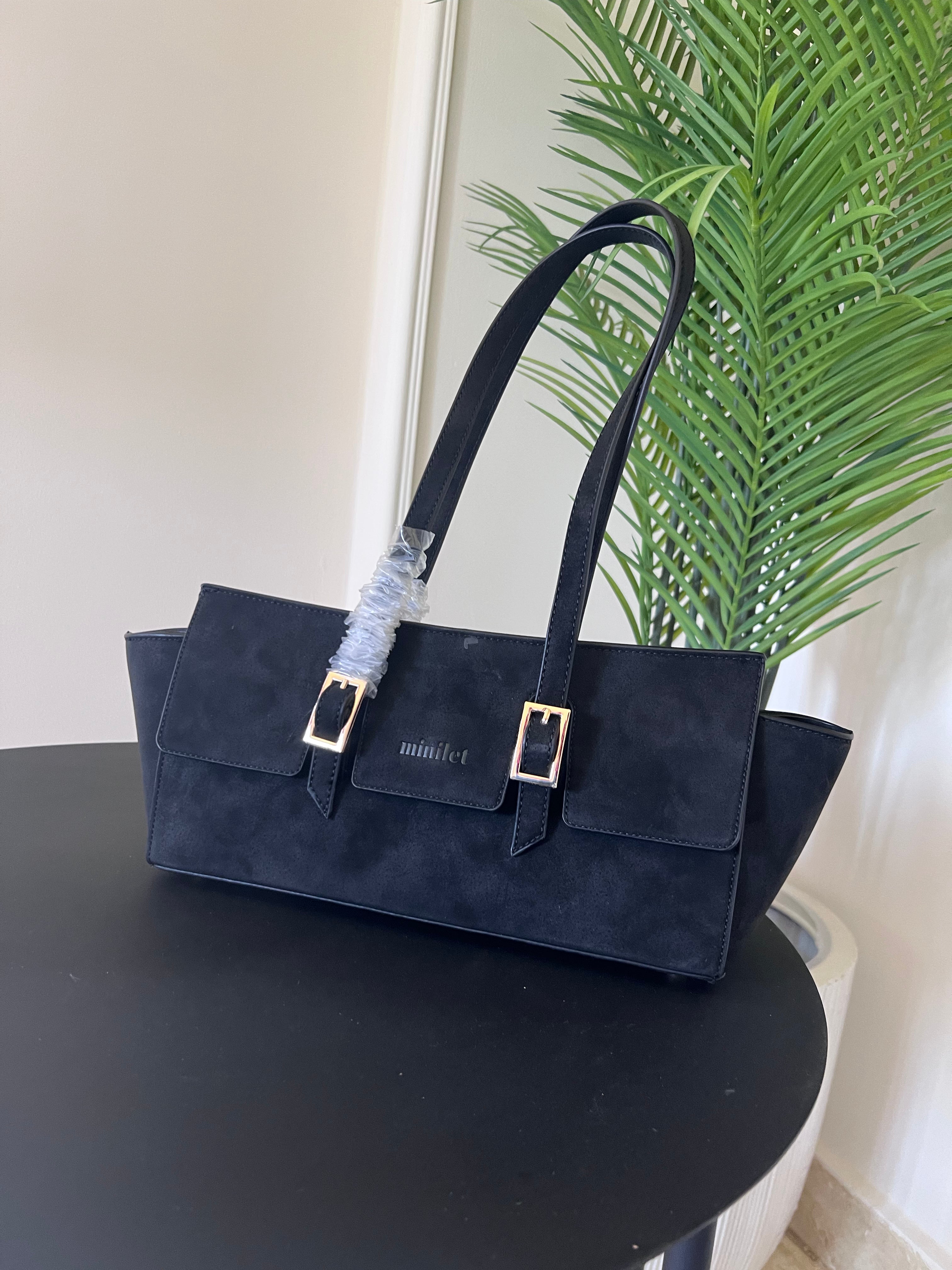 Black | Suede Shoulder Bag (Zero Waste 🌿)