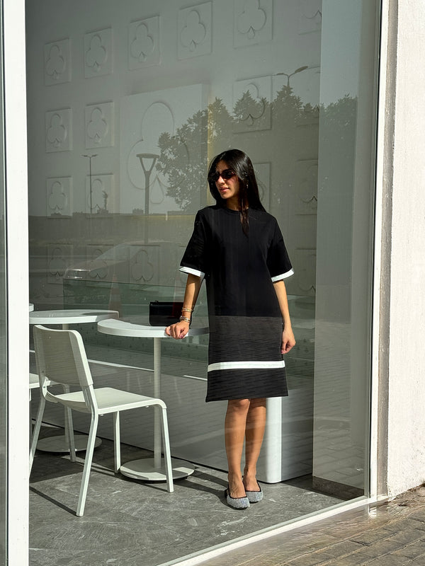 Black x White Stripe Comfy Dress