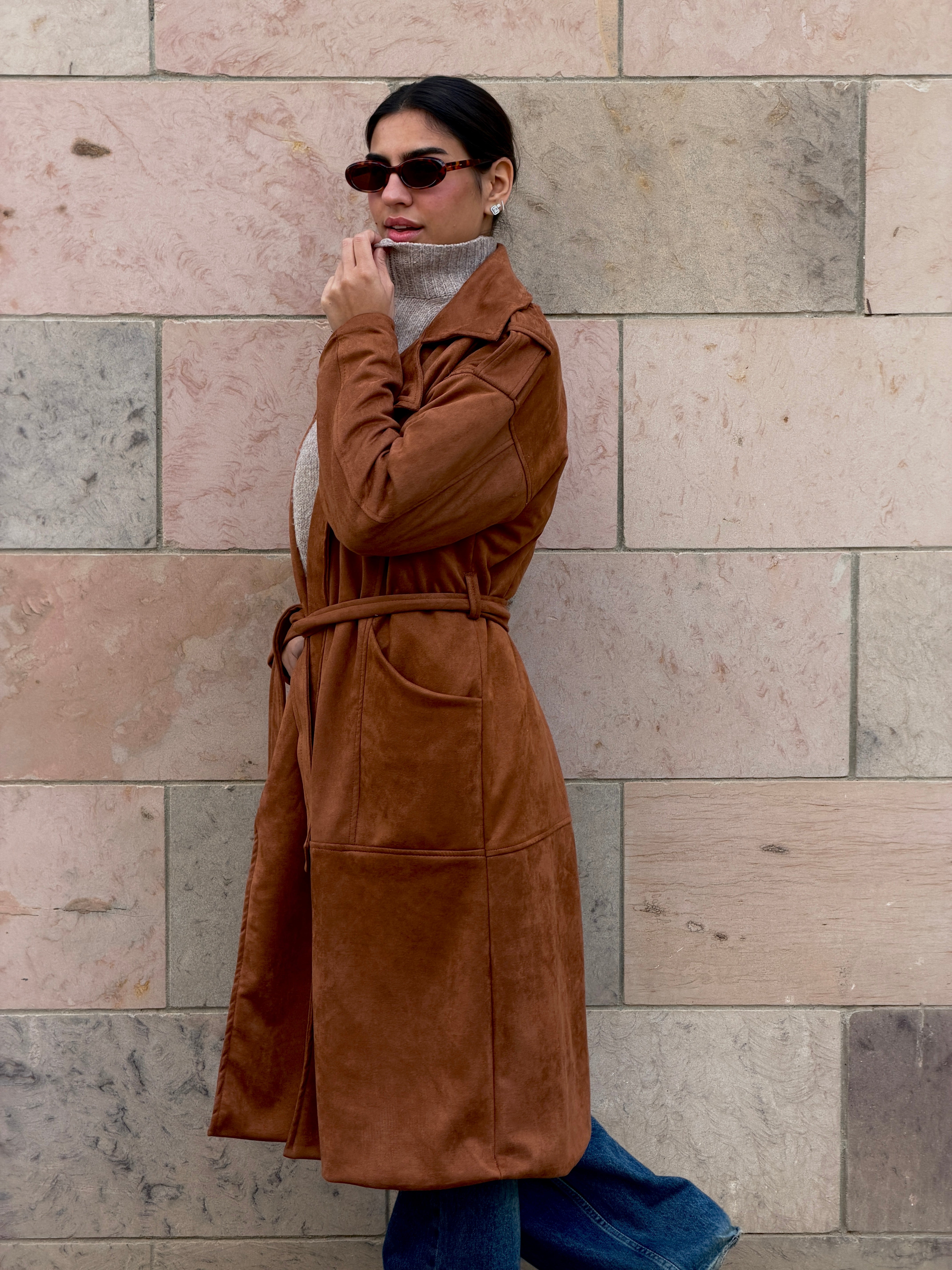 Suede Trench Coat