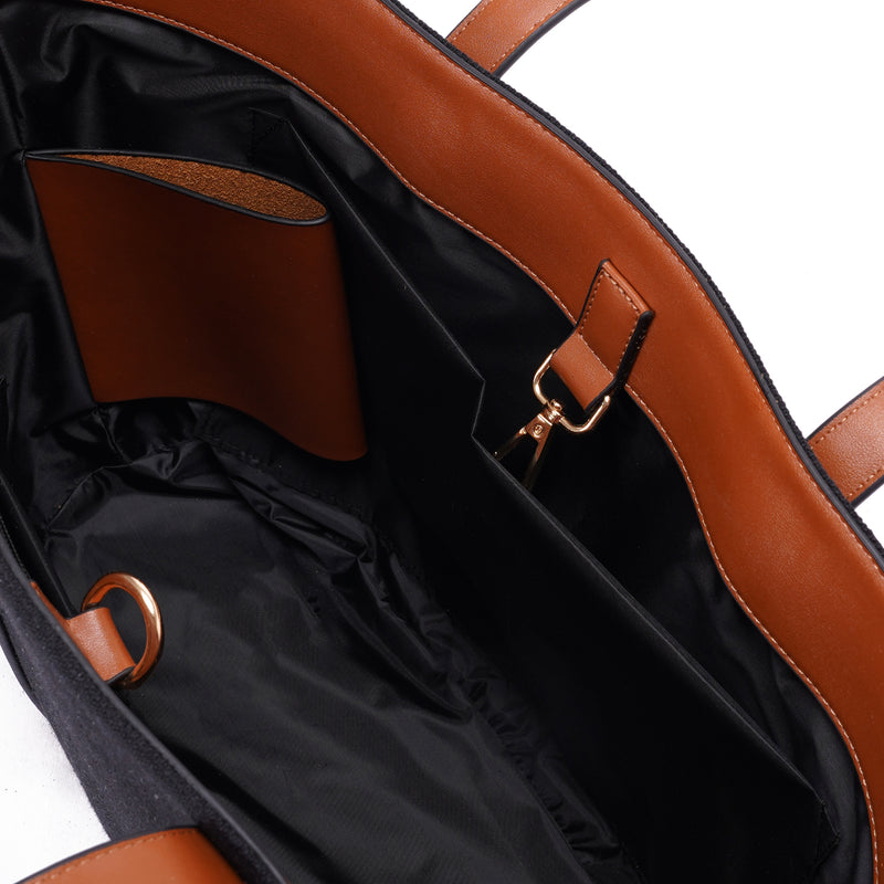 Black x Camel | leather x Canvas Tote