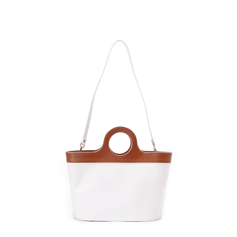 White x Camel | Basket Leather Bag
