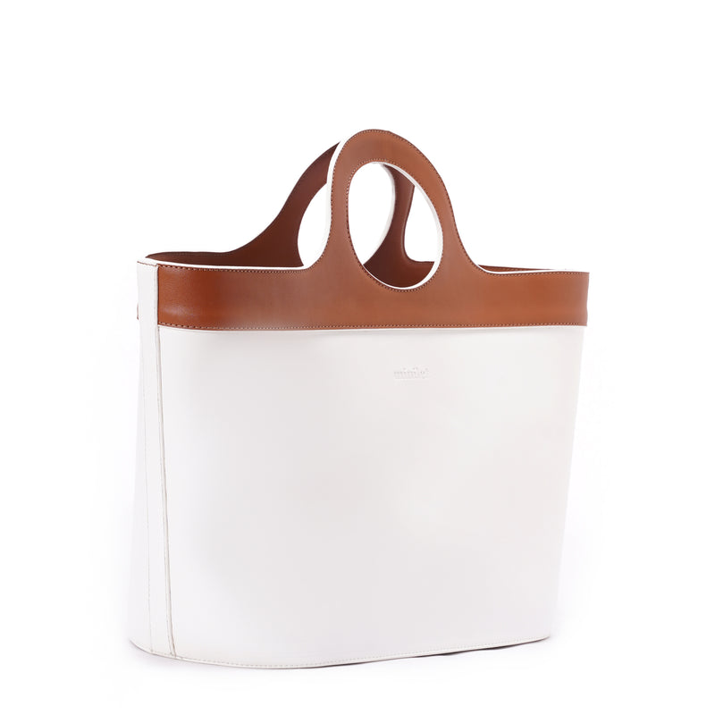 White x Camel | Basket Leather Bag
