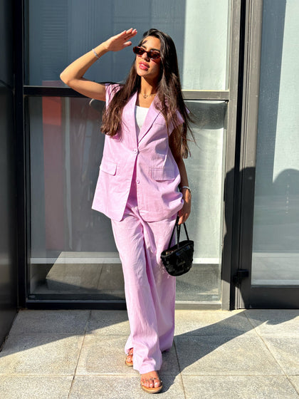 Lilac | Oversized Linen VEST