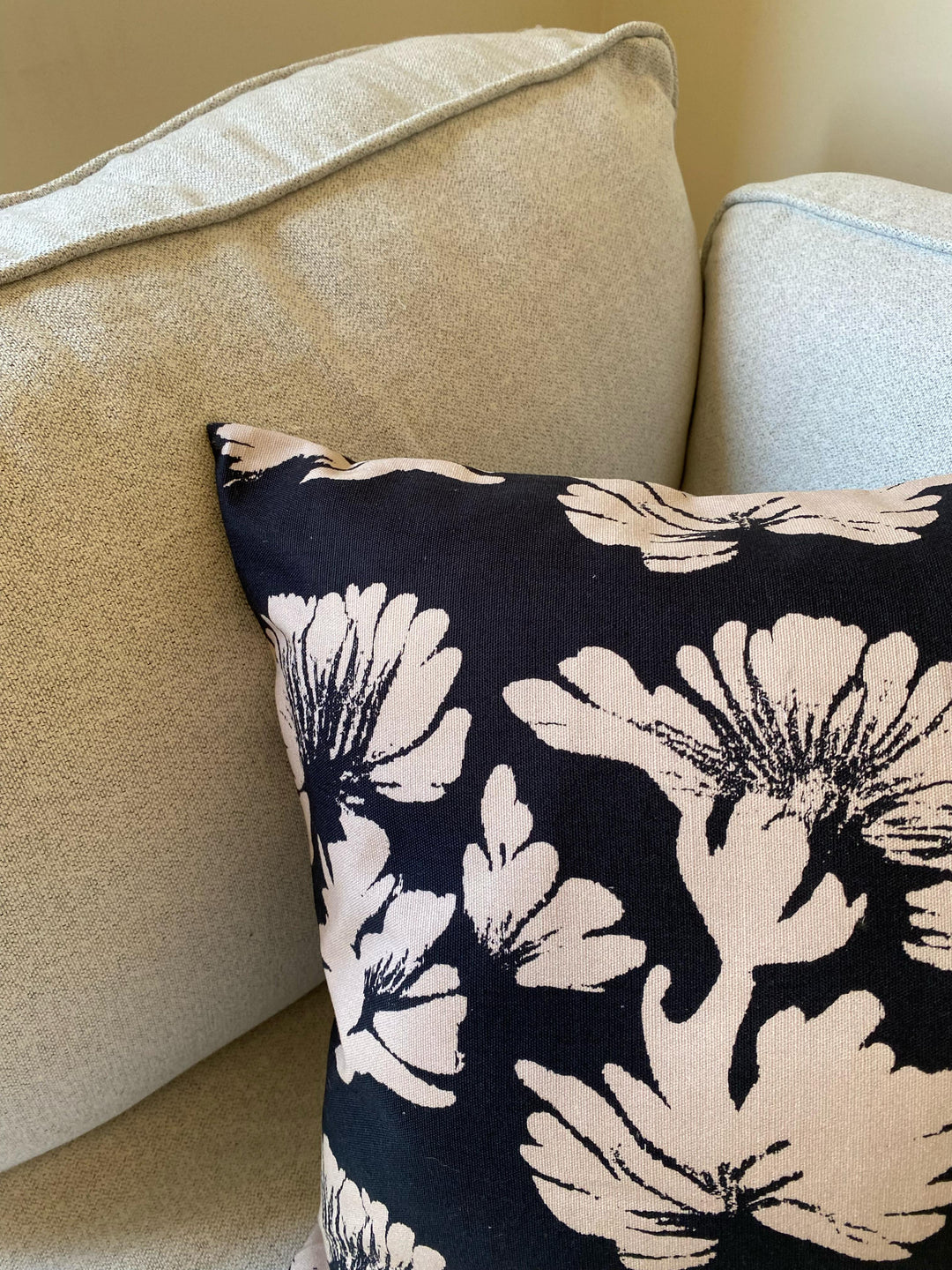 Black Floral | Canvas Cushion Cover