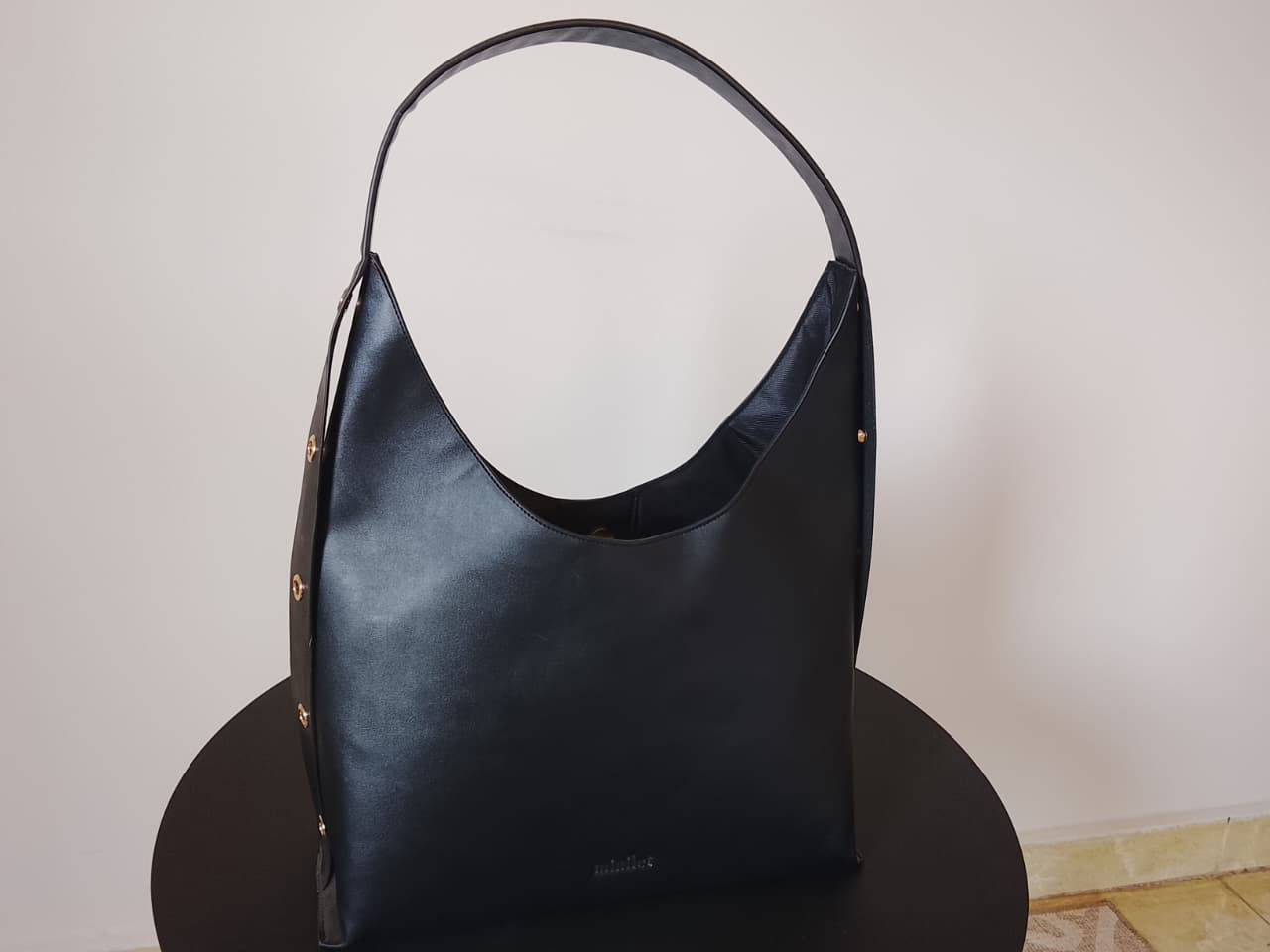 Black | Leather Bag With Eyelets (Zero Waste 🌿)