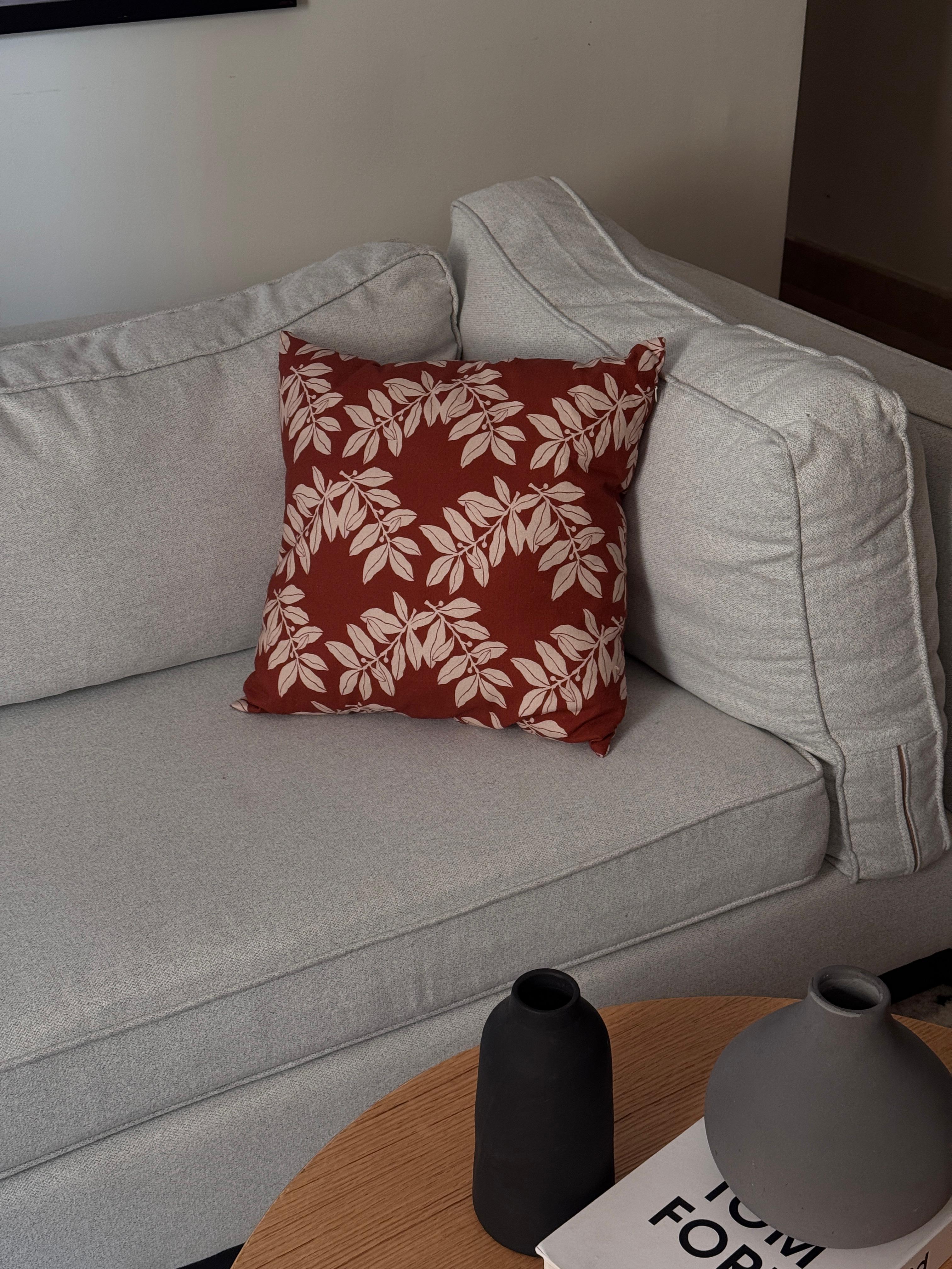 Burgundy Leaves | Canvas Cushion Cover