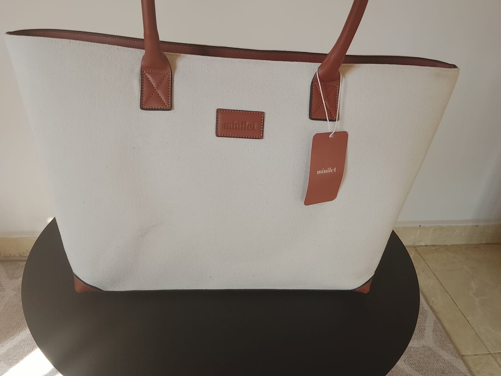 Camel x Offwhite | Leather Canvas Bag  (Zero Waste 🌿)