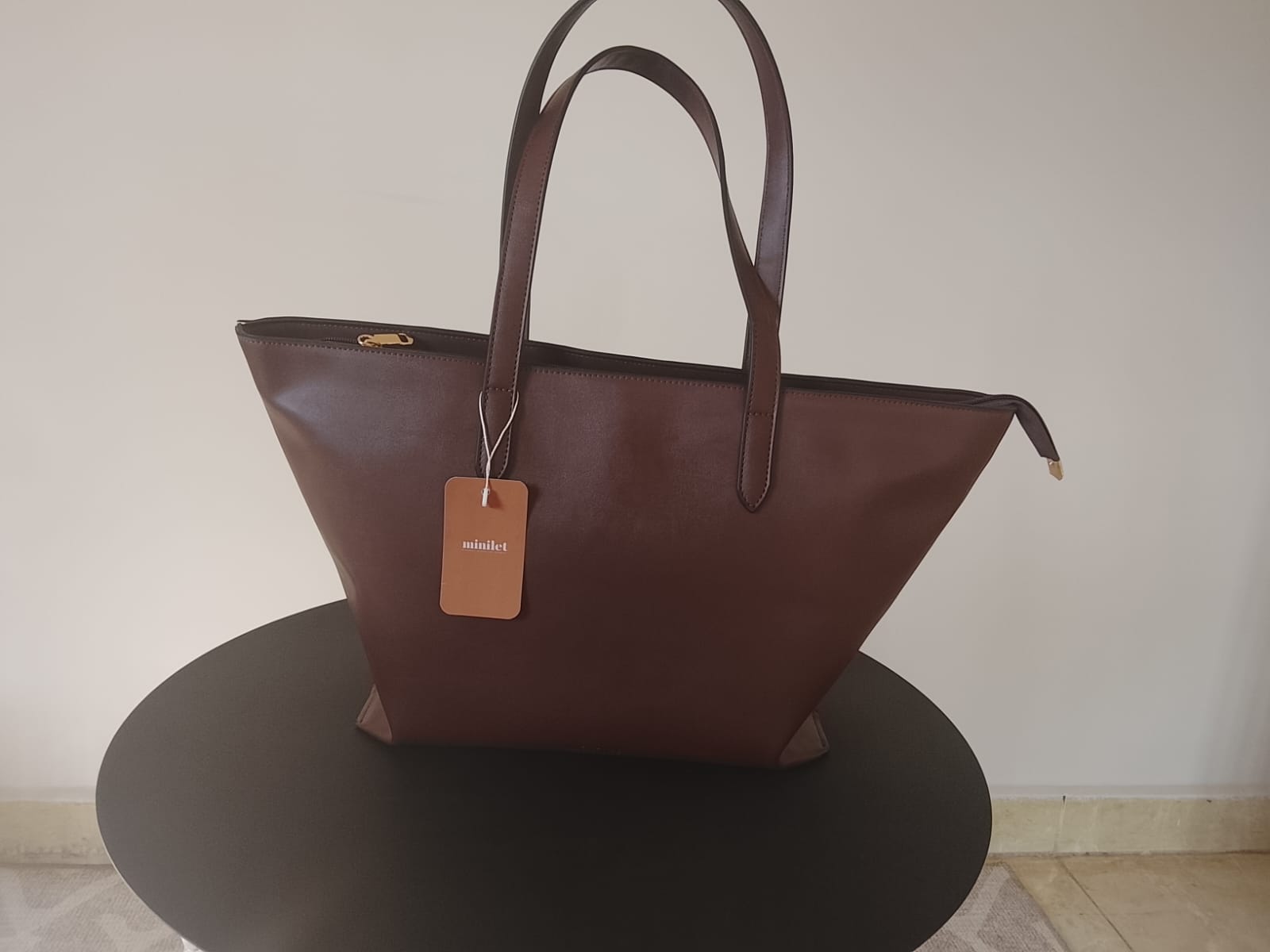 Dark Brown| Zipper Classic Tote (Zero Waste 🌿)