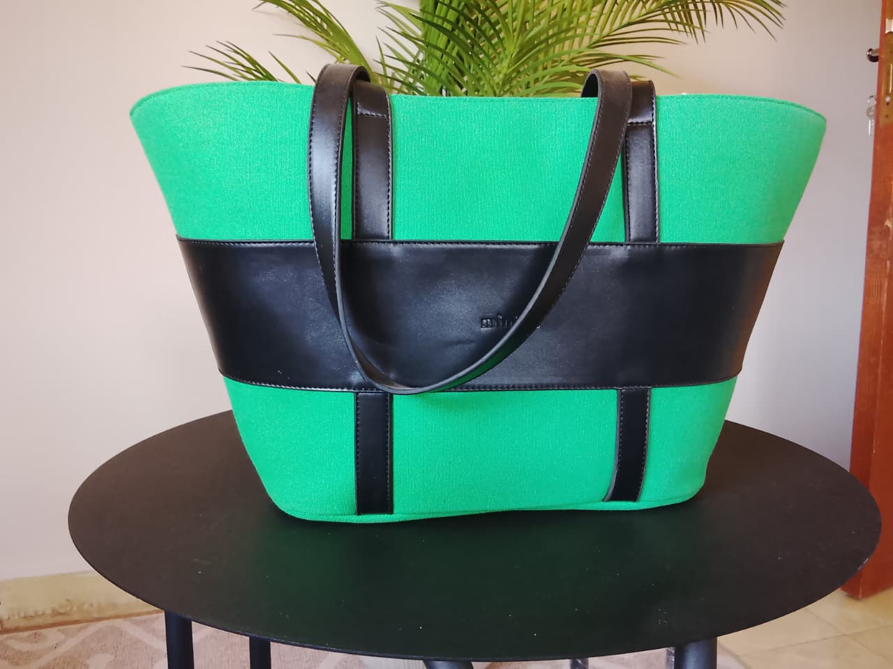 Green | Leather x Canvas Tote (Zero Waste 🌿)