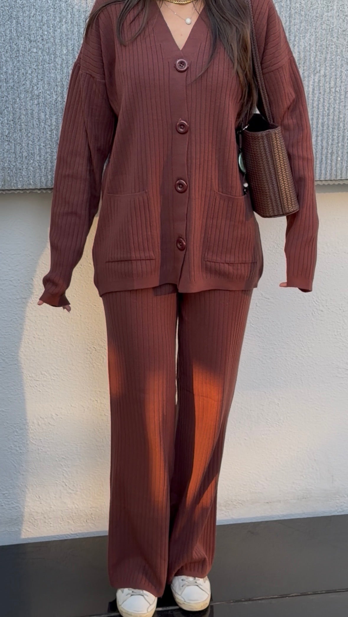 Chocolate Brown | Cardigan & Pants knit Set