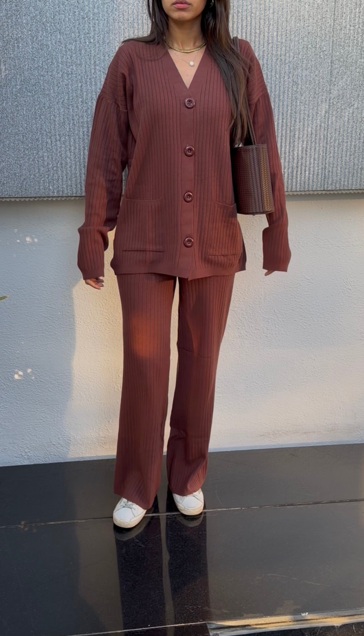 Chocolate Brown | Cardigan & Pants knit Set