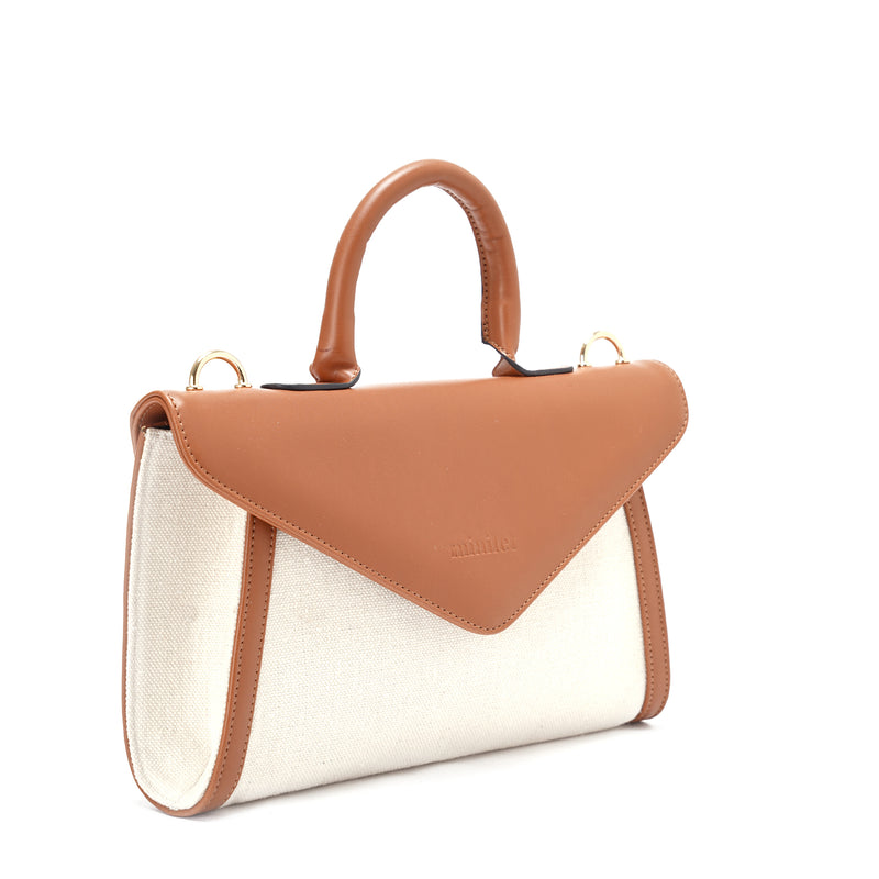 Camel x Offwhite | Leather & Canvas Crossbody Bag
