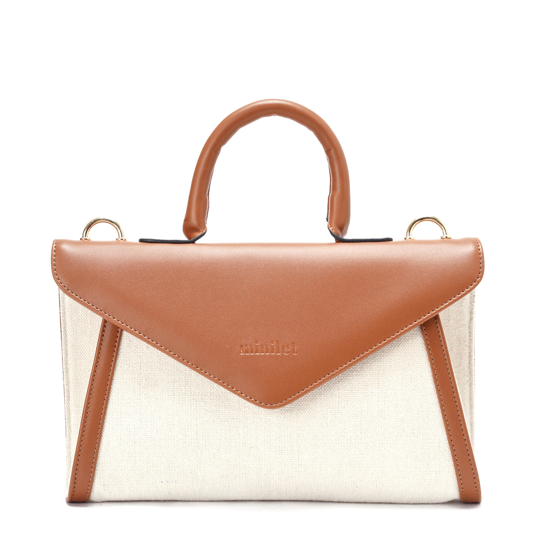 Camel x Offwhite | Leather & Canvas Crossbody Bag